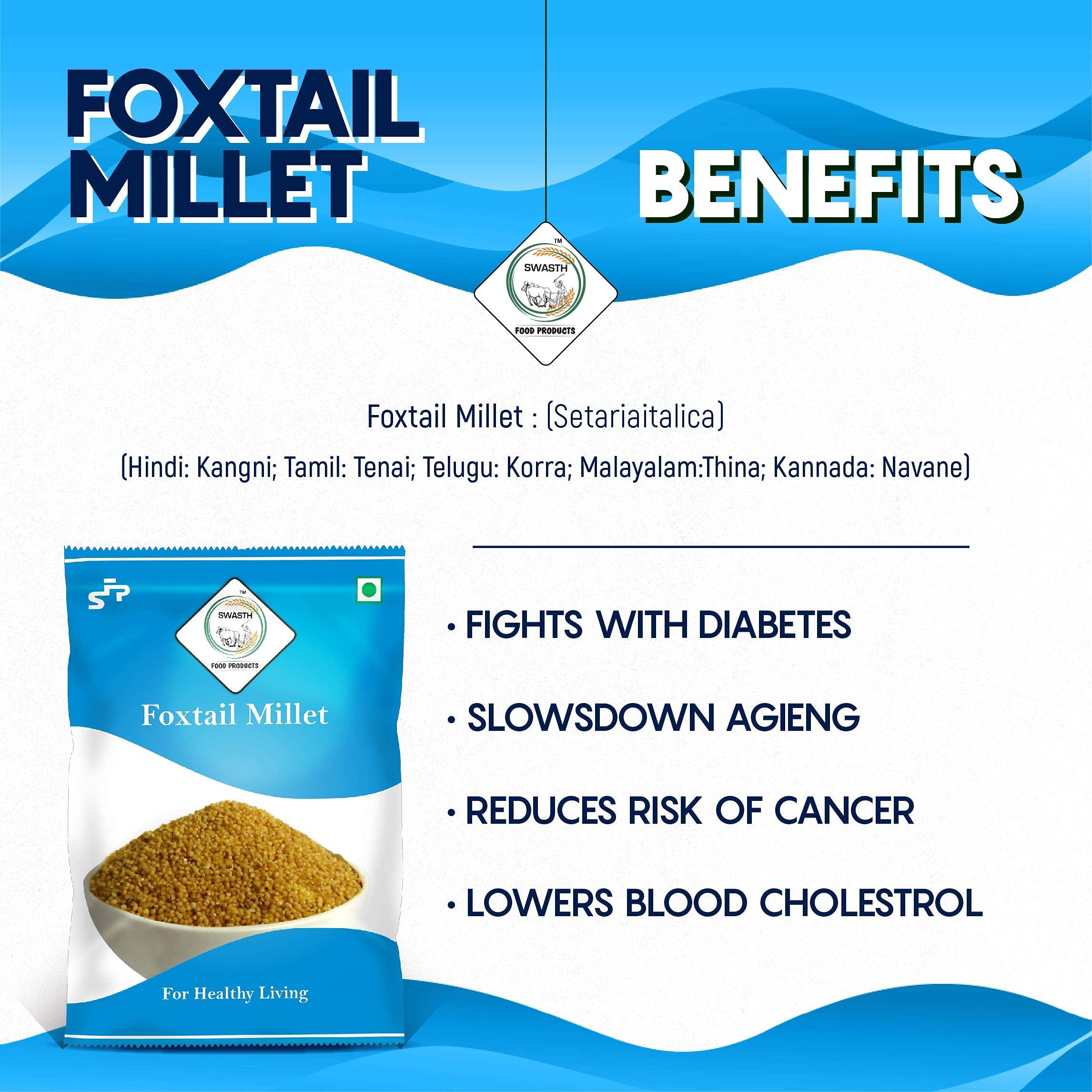 SWASTH Foxtail Millets Unpolished and Natural Organic 1.5 kg (Other