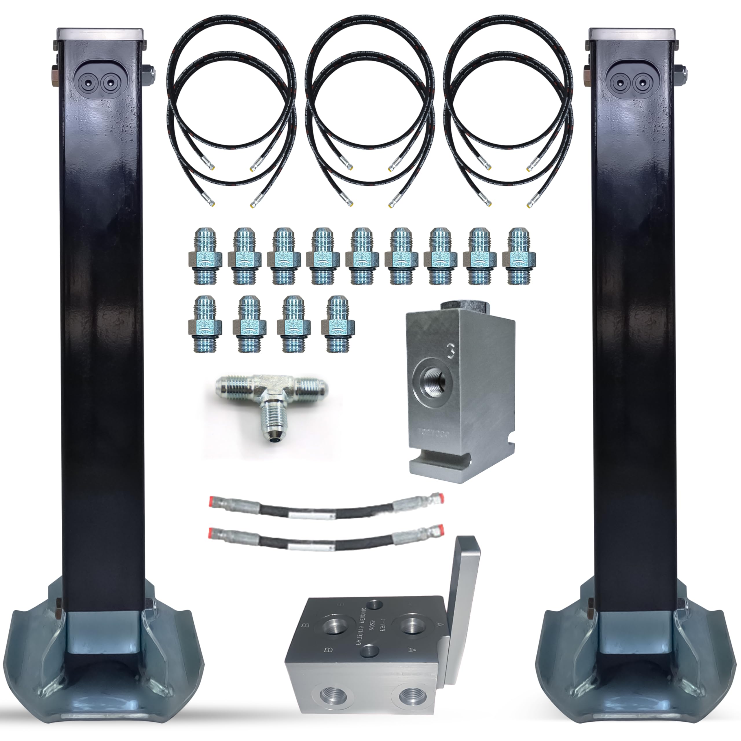 Hydraulic Trailer Jack (24,000 lb) - Power Jack 12K x 2 Double Acting, Lift Trailer Jack Stand with Hydraulic Power Unit (24k Jacks Weld On) PFJ-2-ADS-K