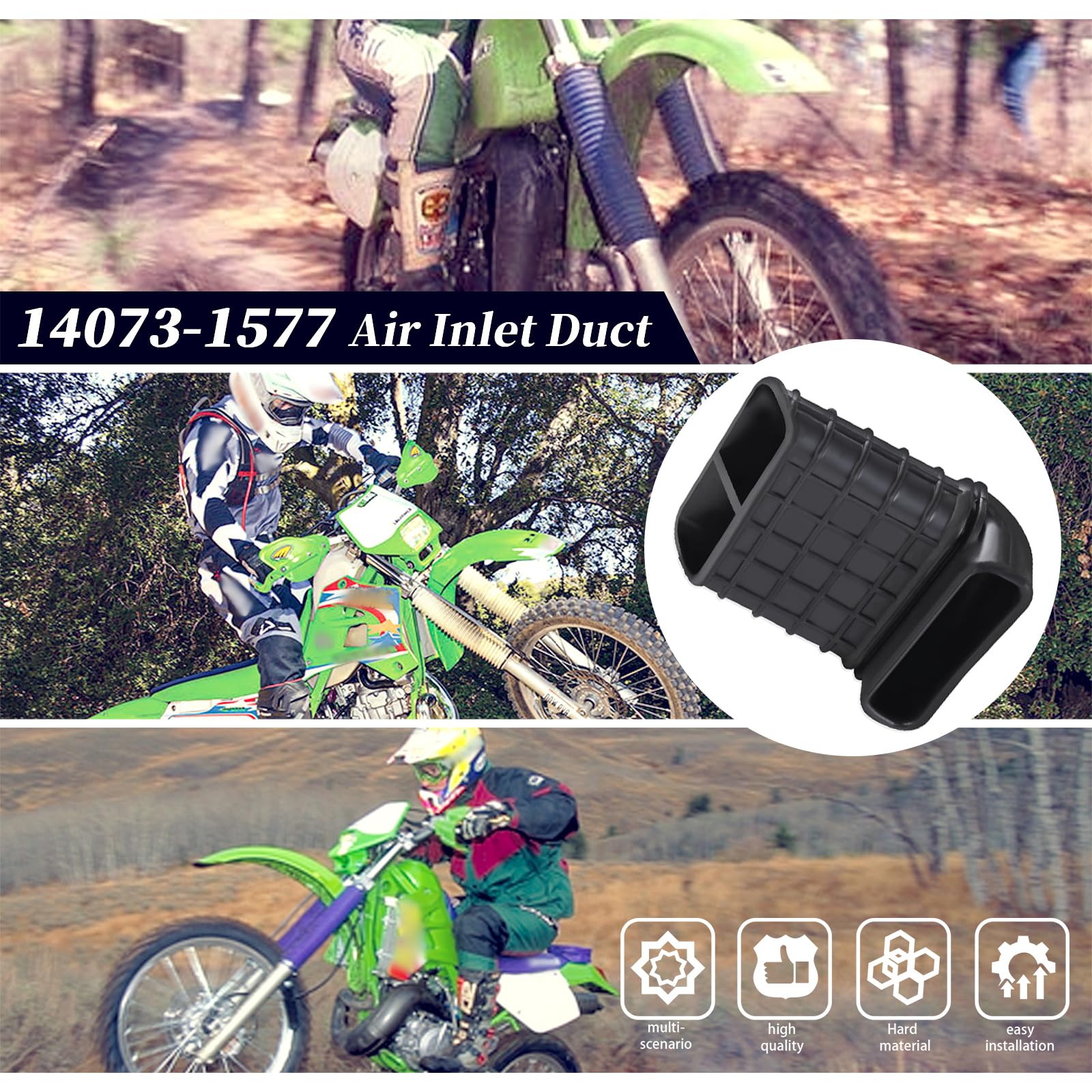 Conduit D'Entrée D'Air 14073-1577 – Compatible Kawasaki KDX200, KDX220R, KDX250, KLX250R, KLX650 (1989-2006) – Qualité Premium