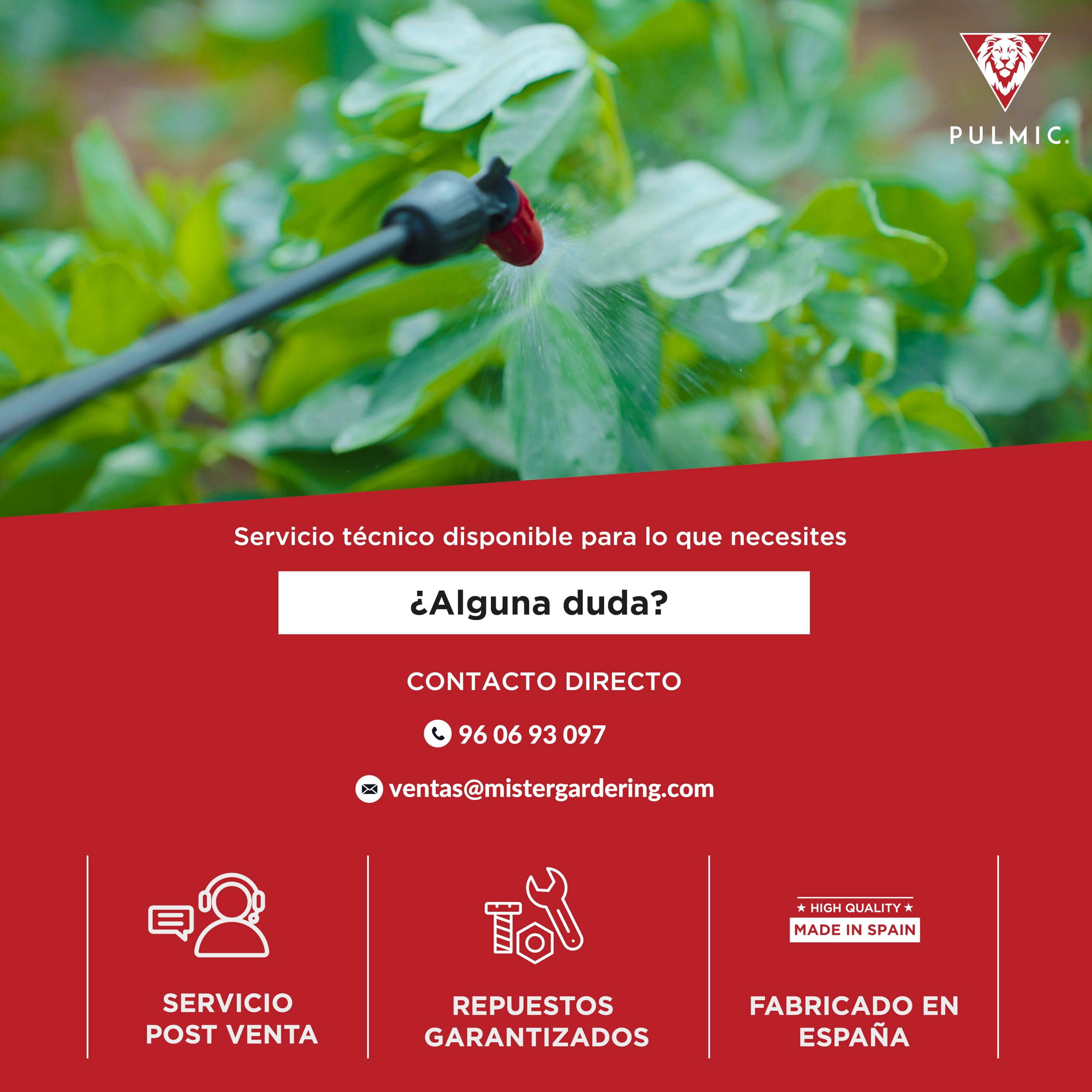 Pulverizador a Presión 5 litros, Pulverizador Manual para Plantas y Jardín, Sulfatadora Manual para Herbicidas e Insecticidas, con Lanza y Boquilla Regulable, Pulverización Precisa, PULMIC Raptor