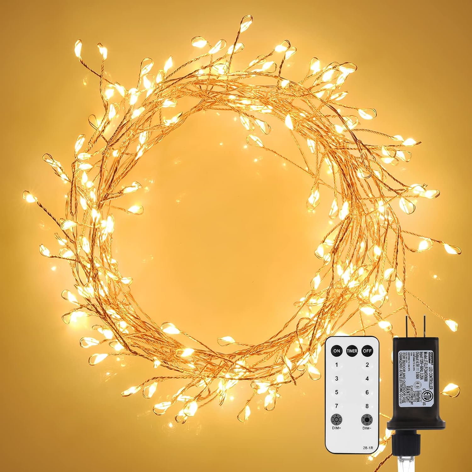 Fairy Lights with Remote,300 LED Fairy Lights Plug in 8 Modes Fairy