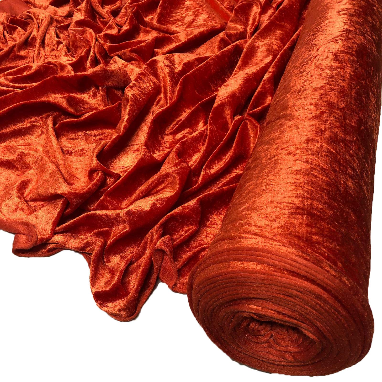 Fyvie Star Crafts Ltd. Crushed Velvet Fabric Material Stretch Velour 150cm Wide Burnt Orange 1 METRE