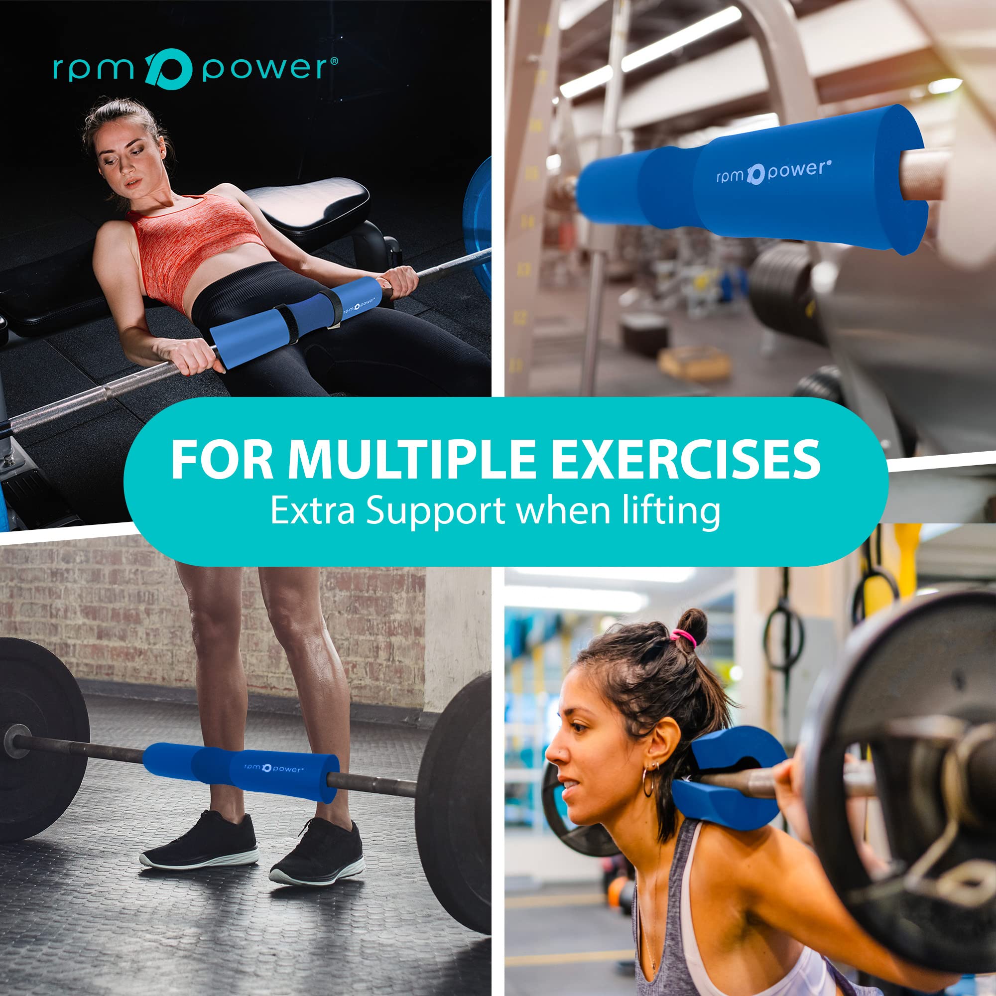 RPM Power Cuscinetto per bilanciere – Heavy Duty Sollevamento pesi, Squat & Hip Thrust Pad con protezione in schiuma imbottita per barra ponderata
