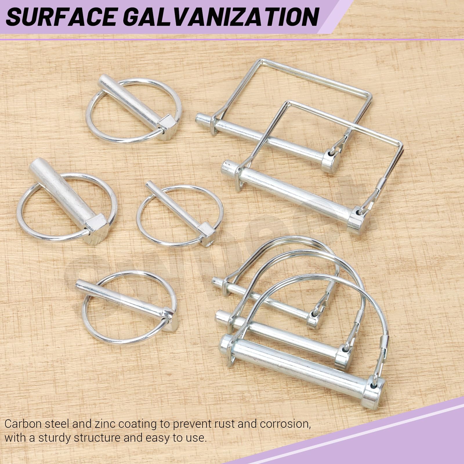 Swpeet 20Pcs 4Sizes 7/16" 5/16" 3/16" 1/4" O-shaped Carbon Steel Trailer Coupler Pin Assortment Kit - Image 4