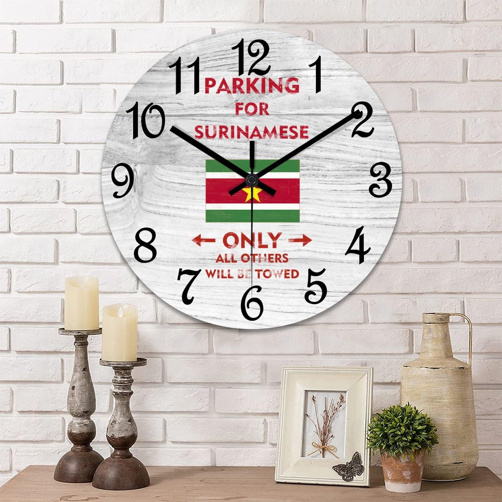 Horloge Surinamese Only sans tic-tac finie la distraction pendule ronde moderne pour chambre
