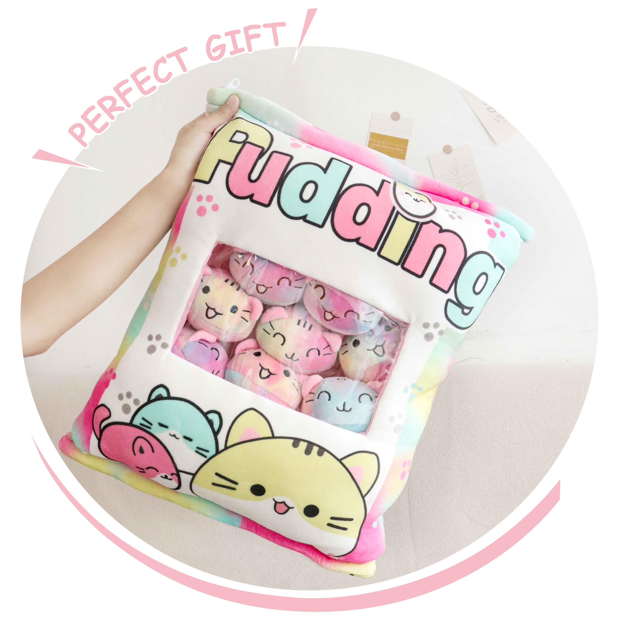 Leuke Kat Snack Kussen Pudding Knuffel Een Zak Van Dierlijke Pluche Pop Verwijderbare Set Leuke Kawaii Verjaardagscadeau Voor Kinderen