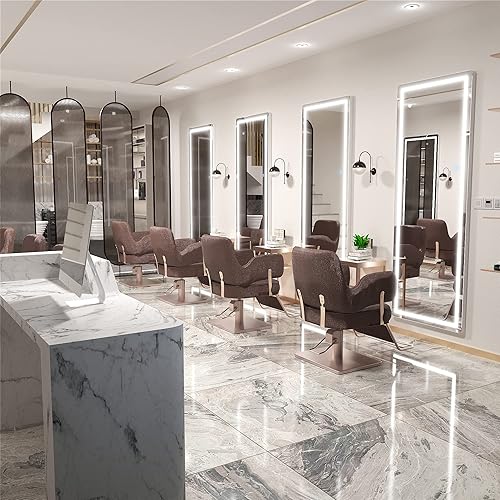 Miniatura 9 de Hasipu Espejo de longitud completa con luces, 61 x 22 pulgadas, espejo LED iluminado de pie de pie de longitud completa, espejo de cuerpo completo