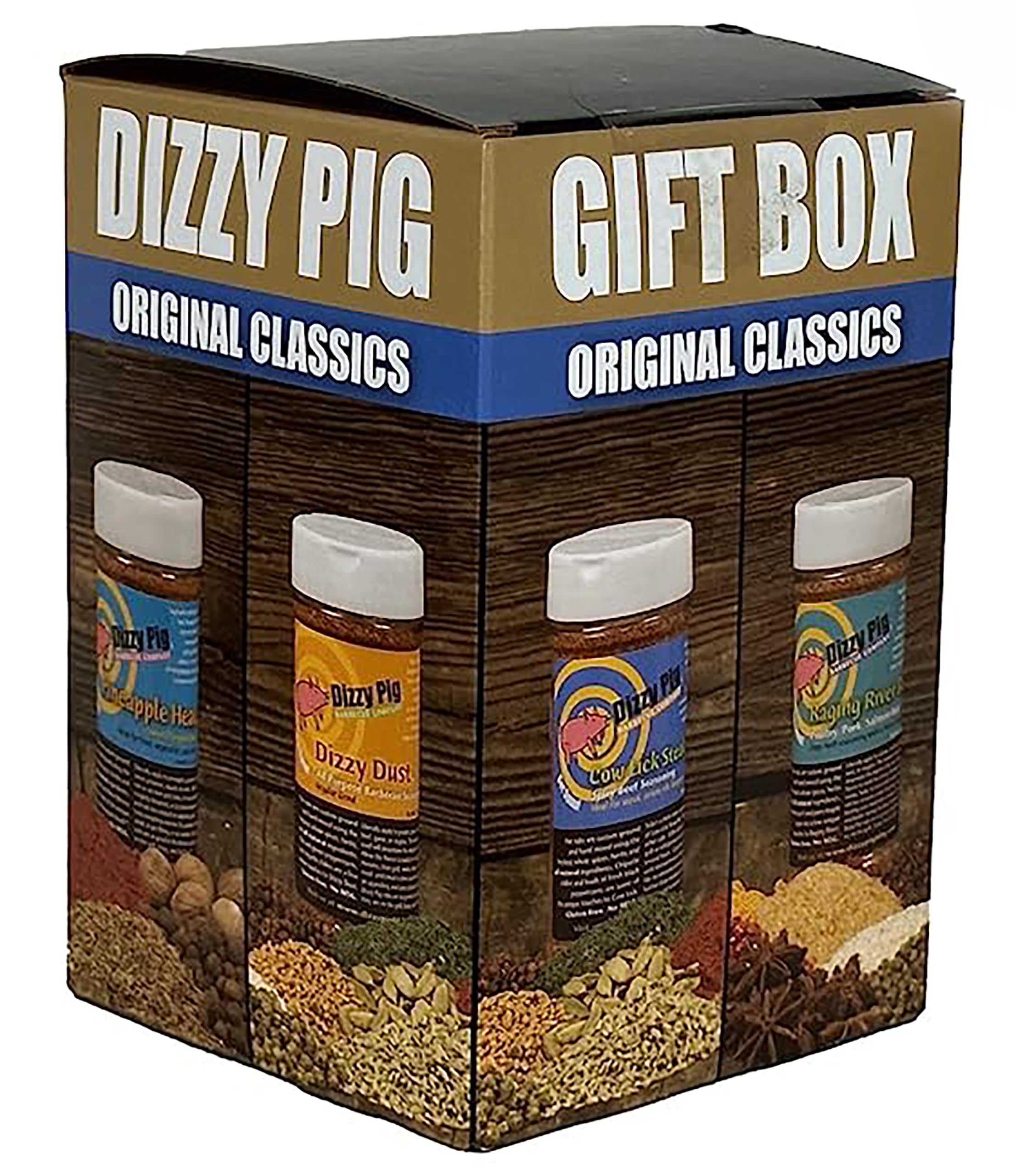 Original Classics Seasonings Gift Box | Dizzy Dust All-Purpose BBQ Rub, Cow Lick Texas Style Spicy Beef Rub, Raging River Salmon Rub & Pineapple Head Savory Sweet Tropical Rub