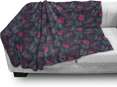 Miniatura 3 de Ambesonne Human Anatomy - Manta de forro polar de franela suave, anatómica de corazón, venas, tallos palpitantes de órganos, felpa acogedora para