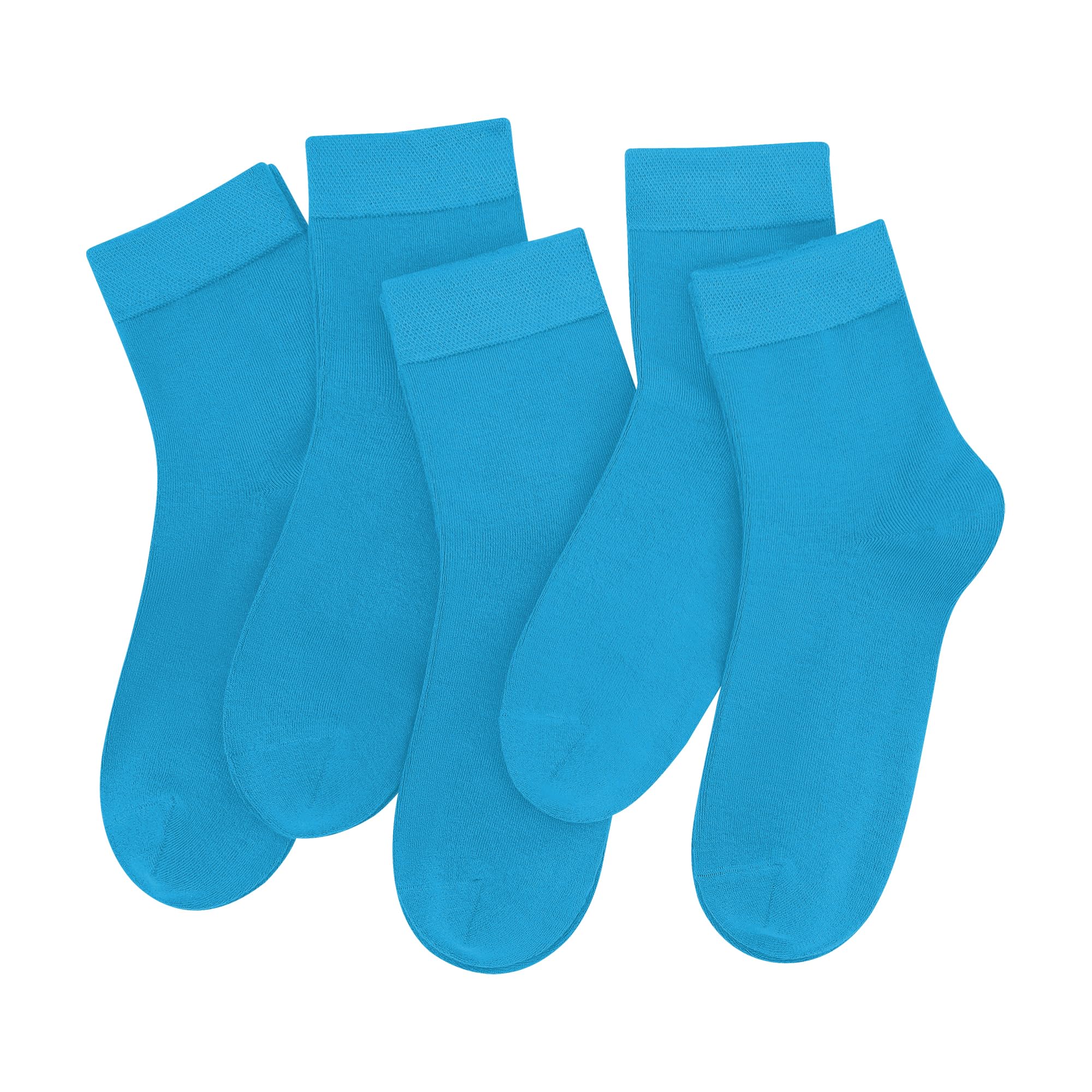 SERISIMPLE Colorful Quarter Ladies Crew Socks Breathable Solid Pastel Light Color Thin Bootie Unisex Sock 5 Pairs (m,Ocean Blue)