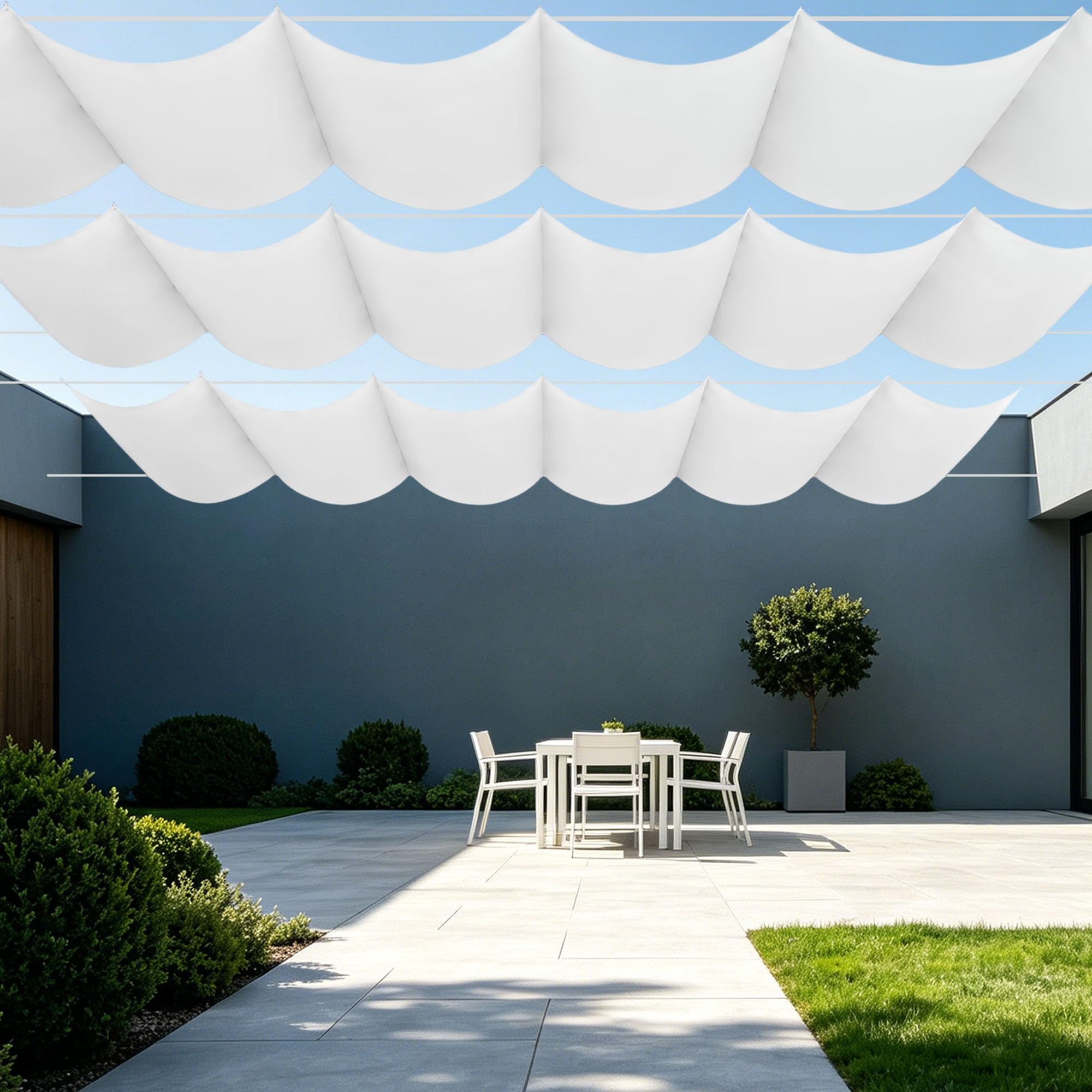 Voile ombrage 550 x 450 cm imperméable rectangulaire blanc pour jardin terrasse extérieur