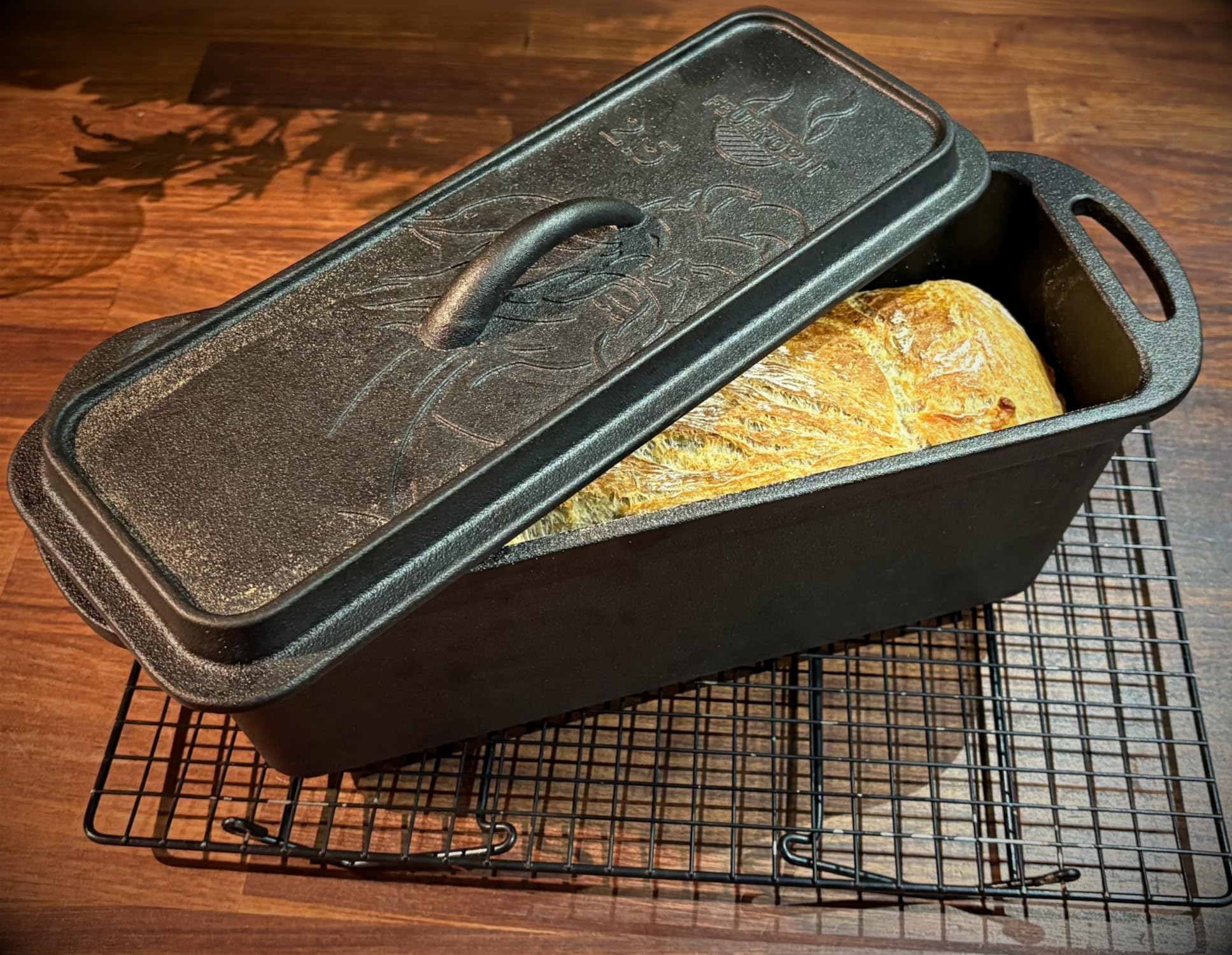 Moule à pain en fonte de 3 l avec couvercle – Casserole rectangulaire idéal pour le pain et les gâteaux – Cake mold pour Dutch Oven