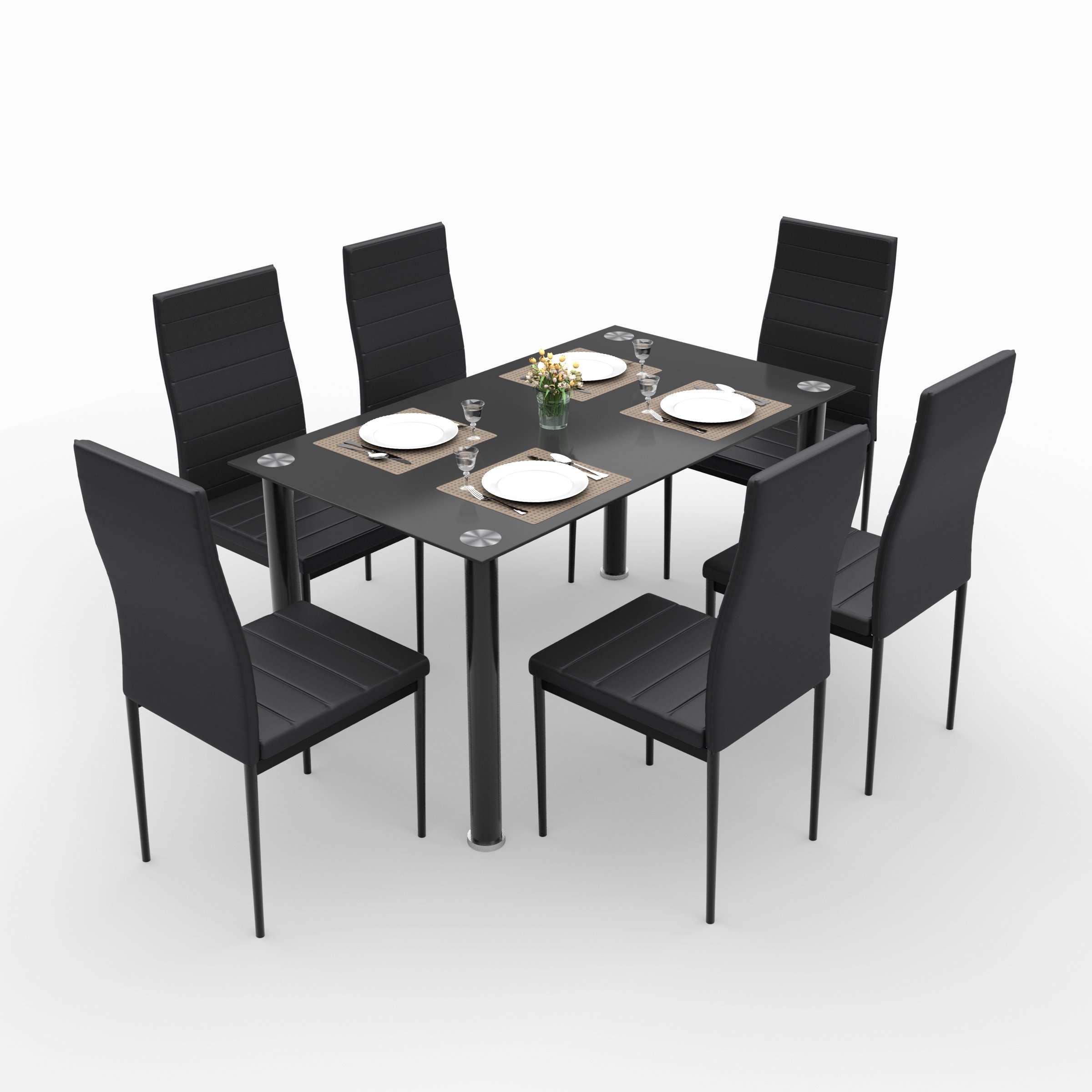 Forzza Bronx Six Seater Dining Table Set Black Desertcart INDIA