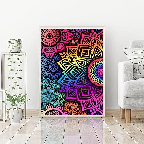 Miniatura 4 de ICECHEN Kits de pintura de diamantes de mandala para adultos, coloridos kits de arte de diamantes 5D para adultos principiantes, pintura con