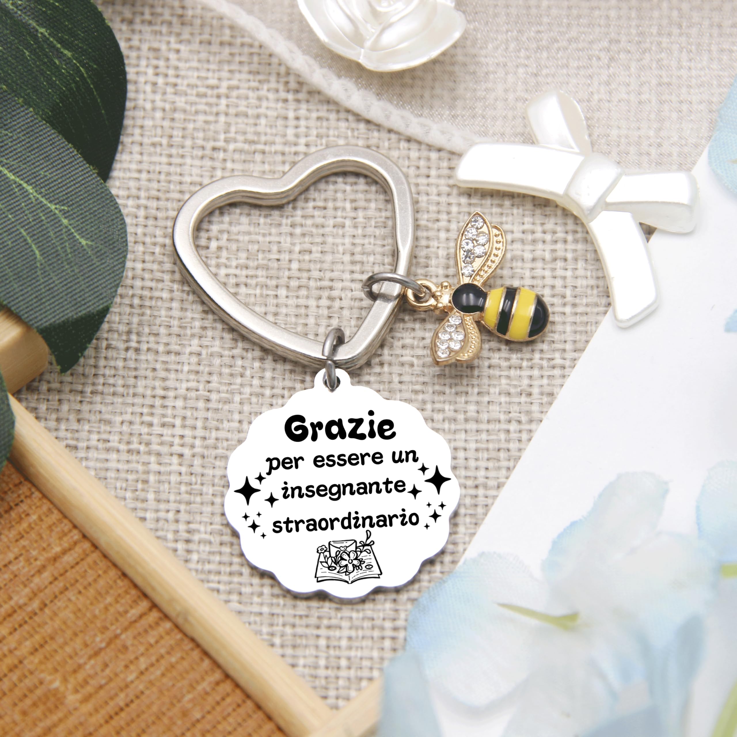 AIMINI Portachiavi Regalo Maestra fine Anno Regalo Maestra Portachiave Maestre idee Regalo per insegnante Professoressa Porta chiavi insegnanti originale Regalo maestra asilo Elementare Medie