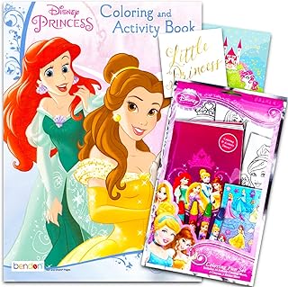 Disney Princess Coloring Book Pack with Stickers, Crayons and Coloring Activity Book Bundled with 2 Separately Licensed GWW Specialty Reward Stickers