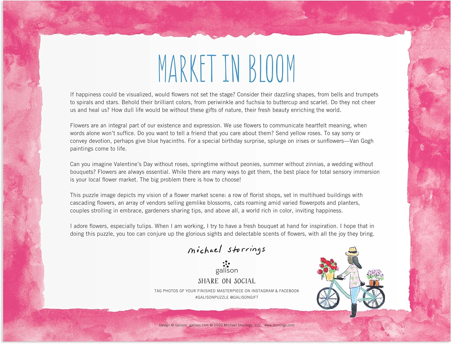 Galison Michael Storrings Market in Bloom – 2000 Piece Puzzle Fun and Challenging Activity with Bright and Bold Artwork of Sunny City Market and Flowers for Adults and Families
