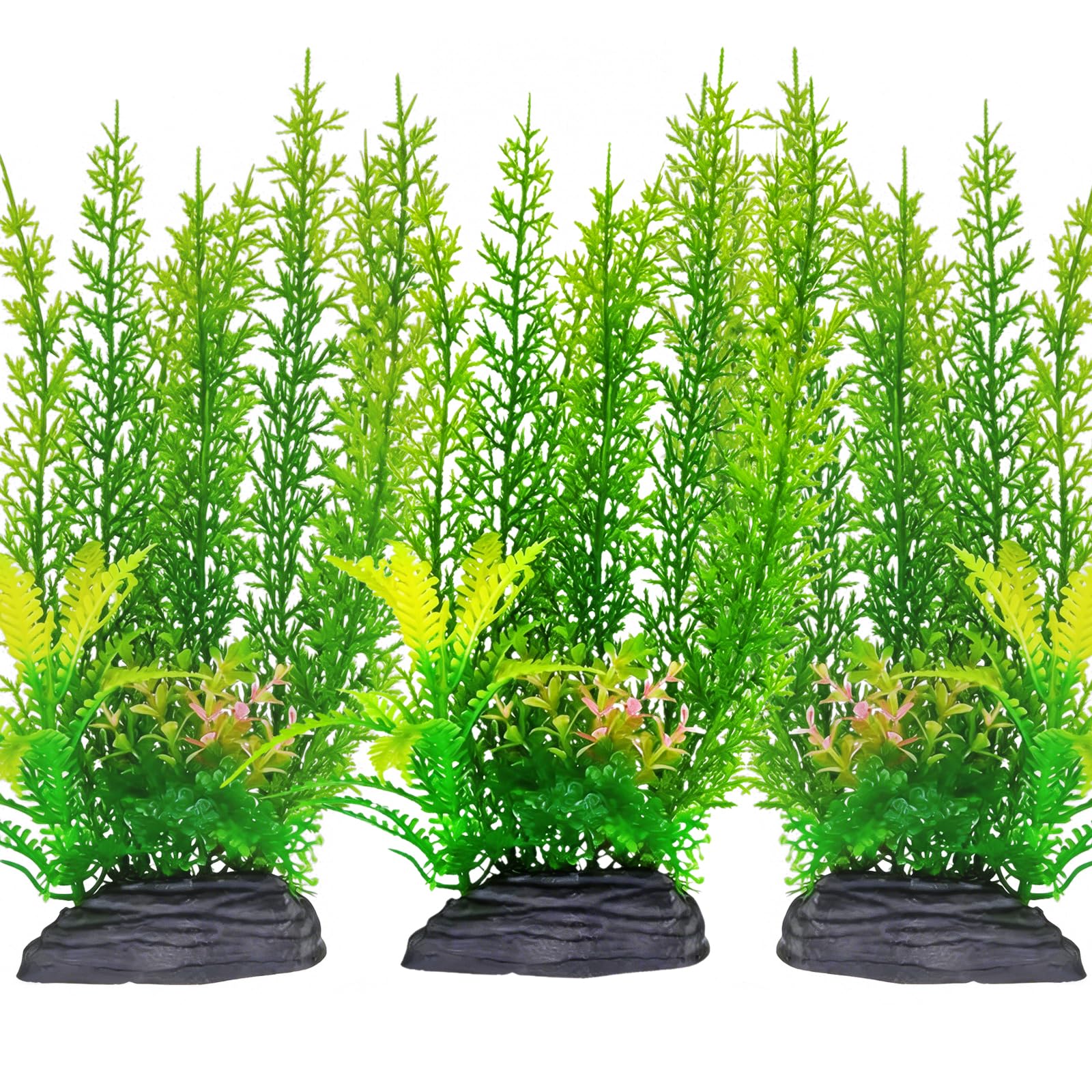 selutiya 3Pcs Fish Tank Decorations,Plants Artificial,Plastic Aquarium Plants