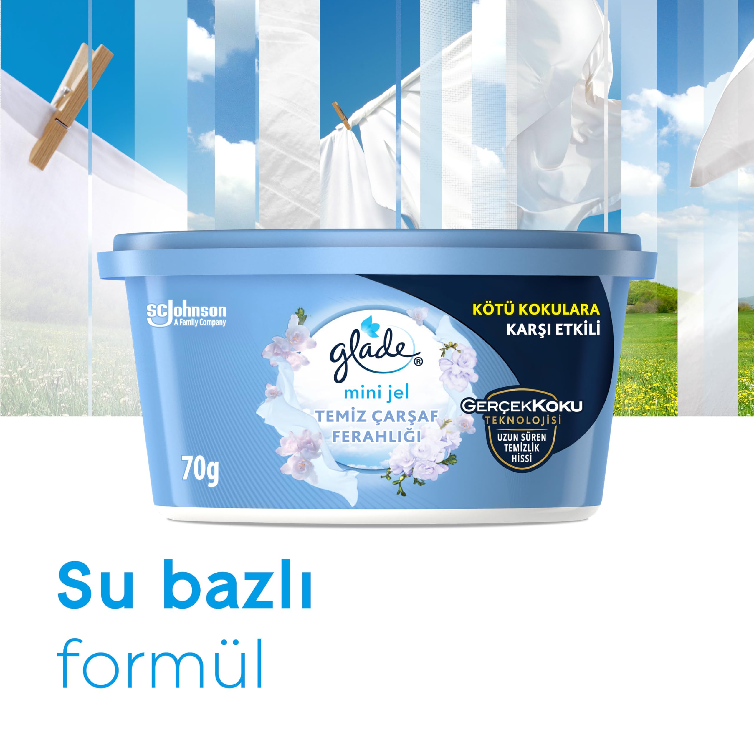 Glade Mini Jel Temiz Çarşaf Ferahlığı, 70 Gr 2li paket