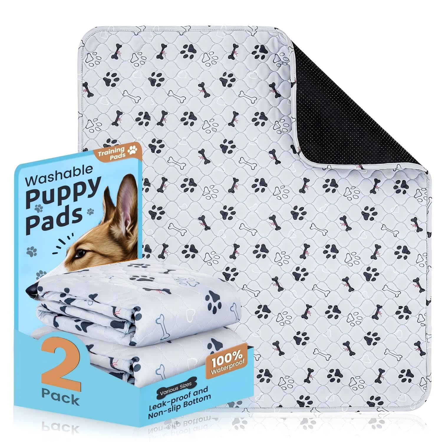 PmakeEorT 2 Pezzi 60x90cm Traversine Lavabili per Cani, Tappetino per Recinto per Cani da Interno, Riutilizzabili Assorbenti Rapidi Tappetini Igienici per Conigli, Criceto