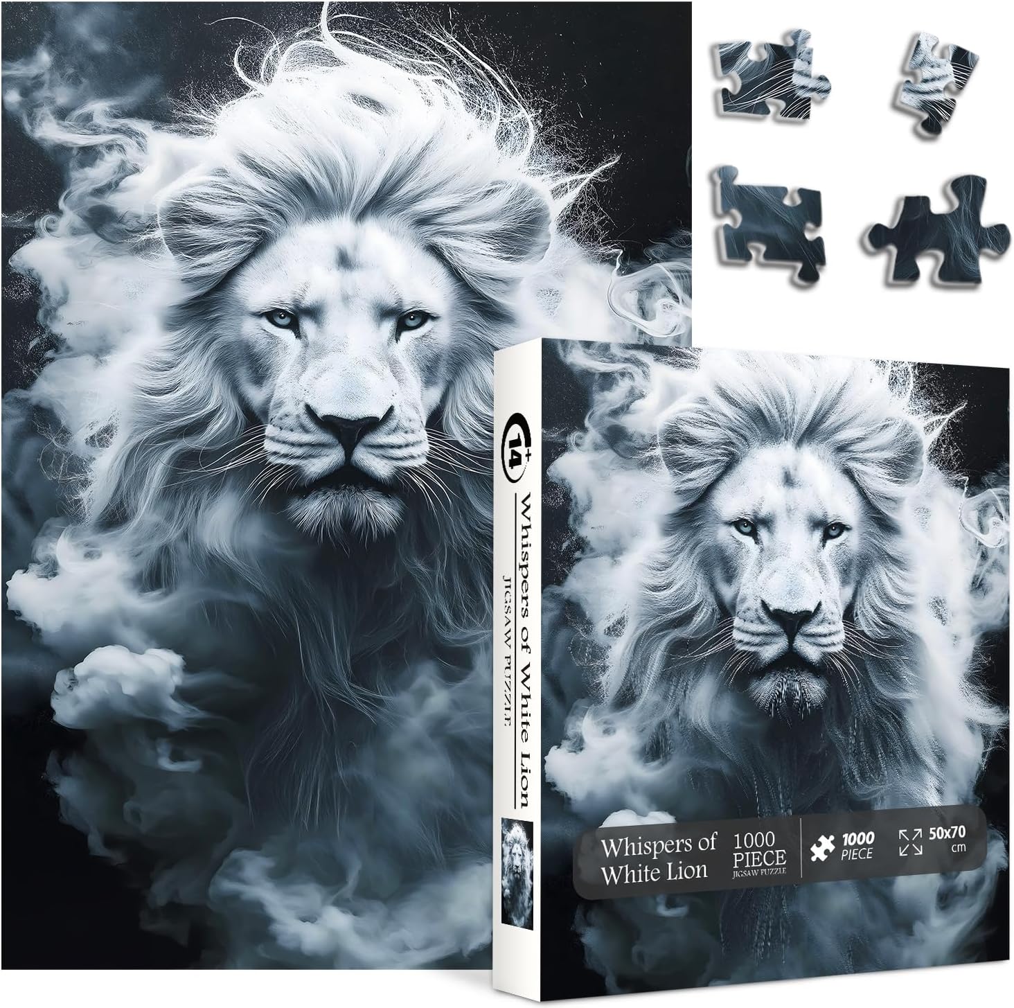 Mystery Lion Puzzles 1000 Pieces for Adults, Animal Challenging Jigsaw Puzzles, Difficult Nature Wild Animals Art Puzzle as Home Wall Art