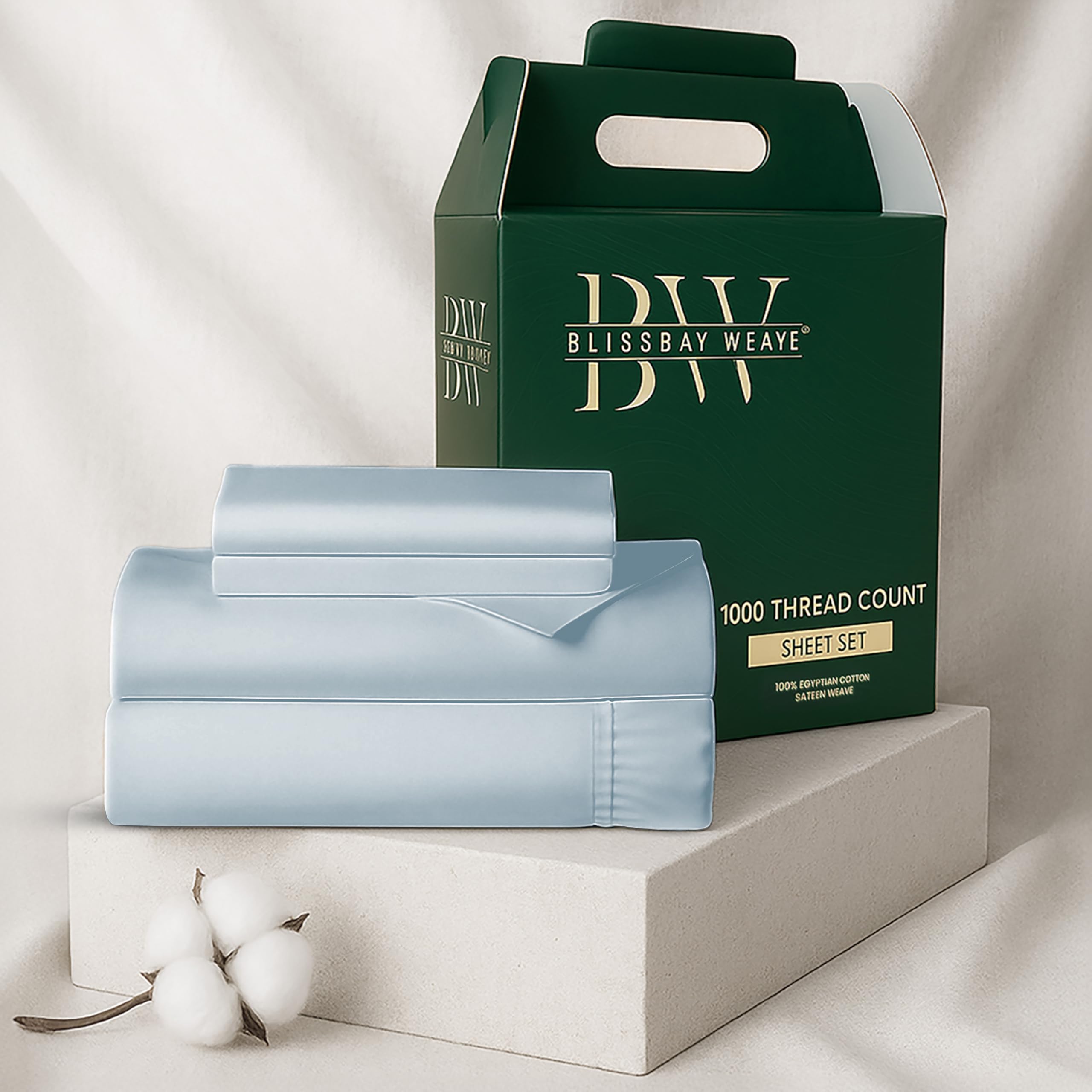100 Egyptian Cotton Sheet Set 1000 Thread Count Queen Size 4 PCs Sateen Cooling Soft Wrinkle Resistant Luxury