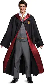 Fantasia de Harry Potter masculina, fantasia de personagem adulto do mundo mágico de luxo