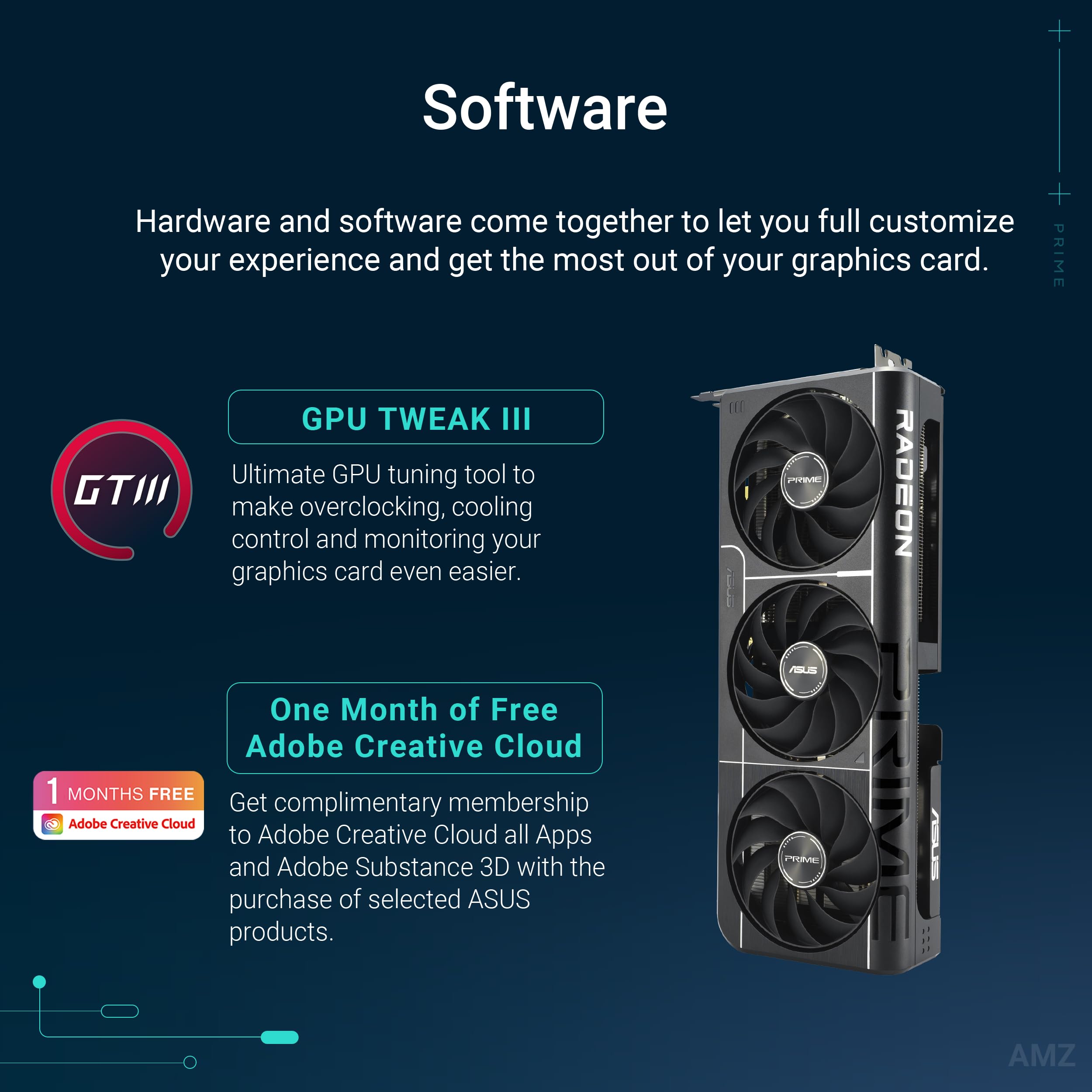 ASUS Prime Radeon RX 9060 XT OC Edition 16 GB GDDR6 karta graficzna dla graczy (AMD Radeon RX9060XT, AMD RDNA 4 architektura, PCIe 5.0, 1 x HMDI 2.1b, 2X DisplayPort 2.1a, PRIME-RX9060XT-O16G)