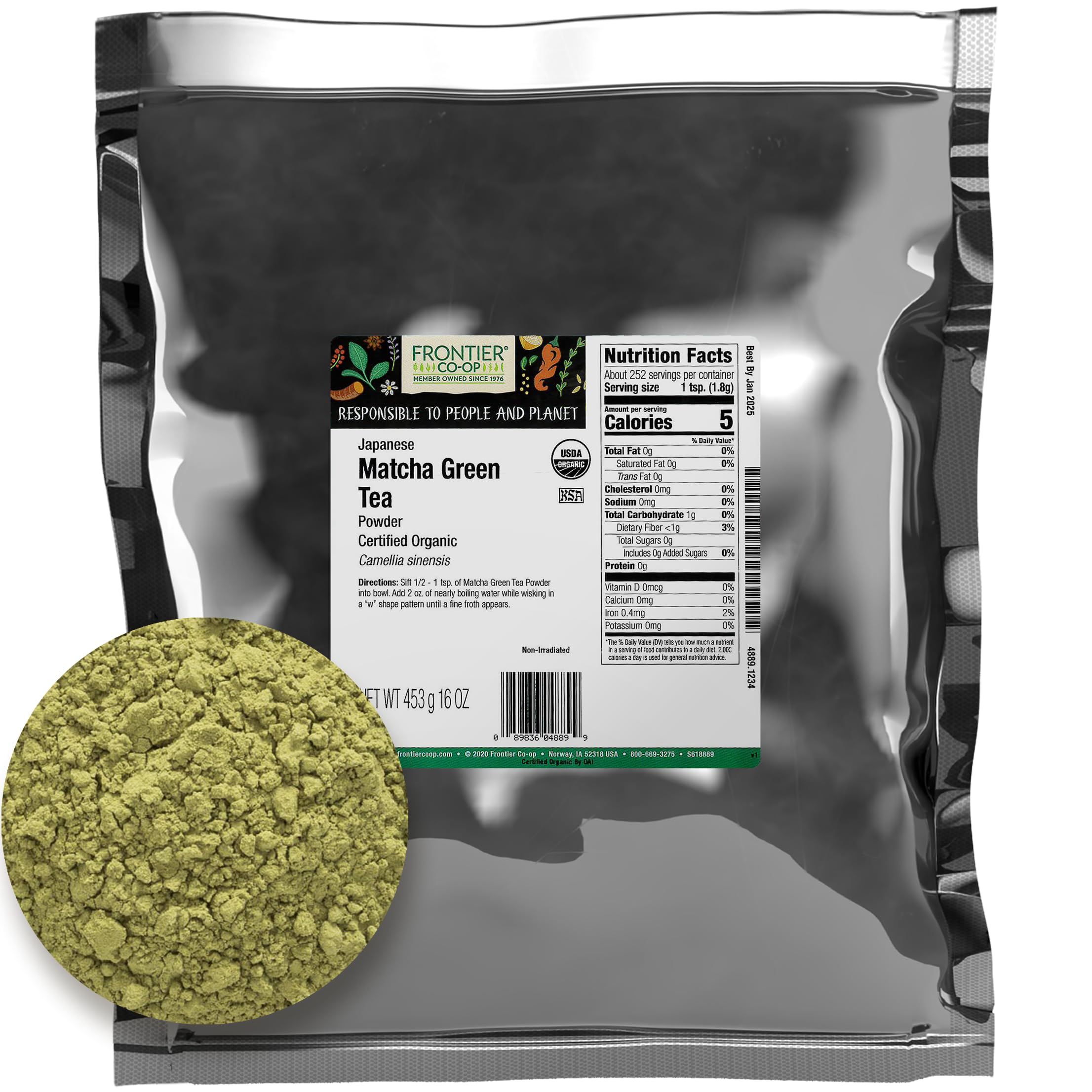 Amazon.co.jp: Frontier Co-op, オーガニック 抹茶パウダー