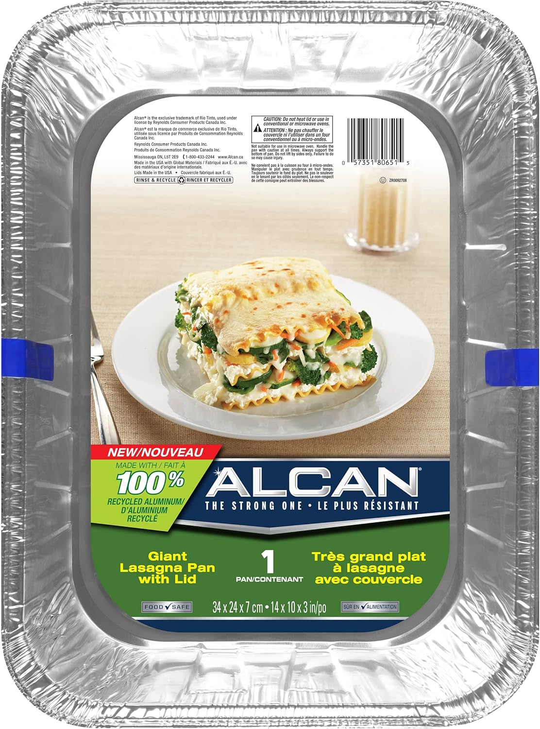 Alcan 14x10 inch Giant Lasagna Pan with Lid 100 Recycled Aluminum Foil