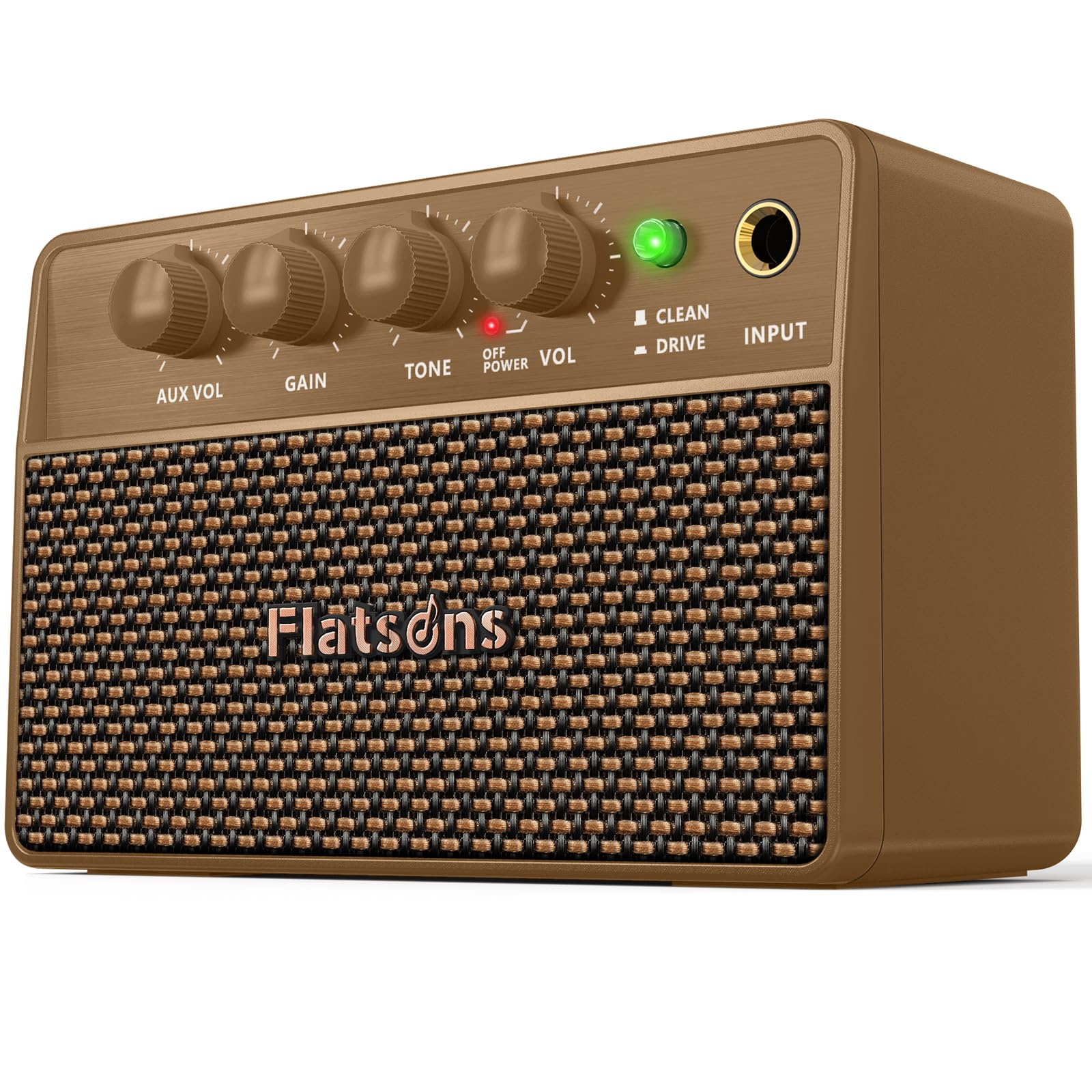 FBA-10 Guitar Amplifier, Drive/Clean Tone Electric Guitars Amp, 10W Mini Portable Amp with Type-C Rechargeable Battery 6H Work, Wireless Vintage Guitar Speaker for Practice Travel (Brown)