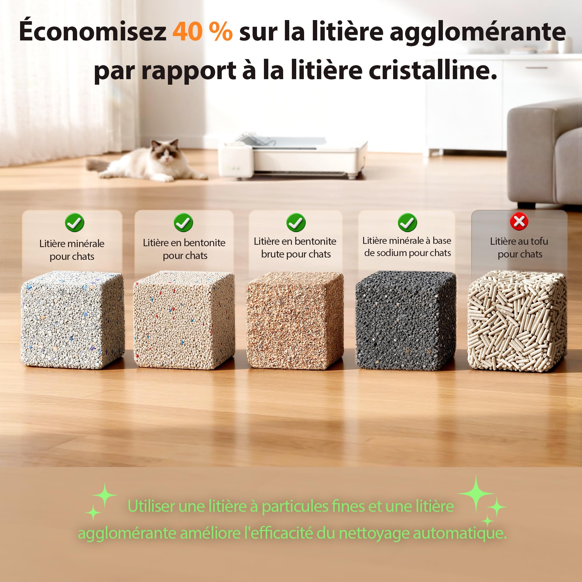 MeoWant Litiere Chat Autonettoyante, Litiere Automatique Espace Ouvert, Double Râteau/Système à Trois Moteurs Coordonnés/Anti-pincement/Ultra Sûr/Contrôlé par APP/Désodorisant