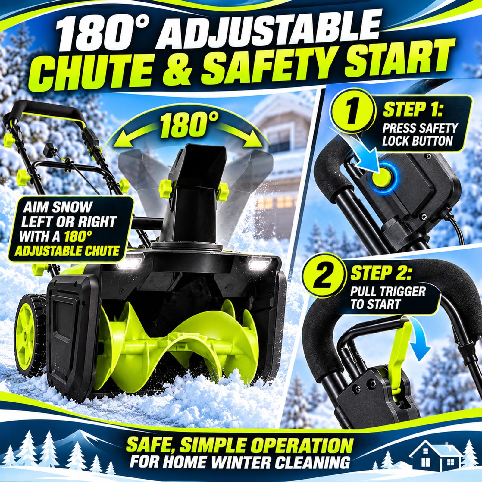 Pelle À Neige Électrique 3500 W, Souffleuse/Pousse-Neige Sans Fil A