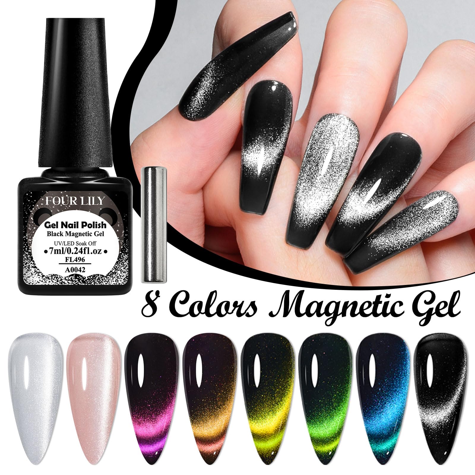 Amazon.com: Four Lily 8 Colors Cat Eye Gel Nail Polish, Upgraded