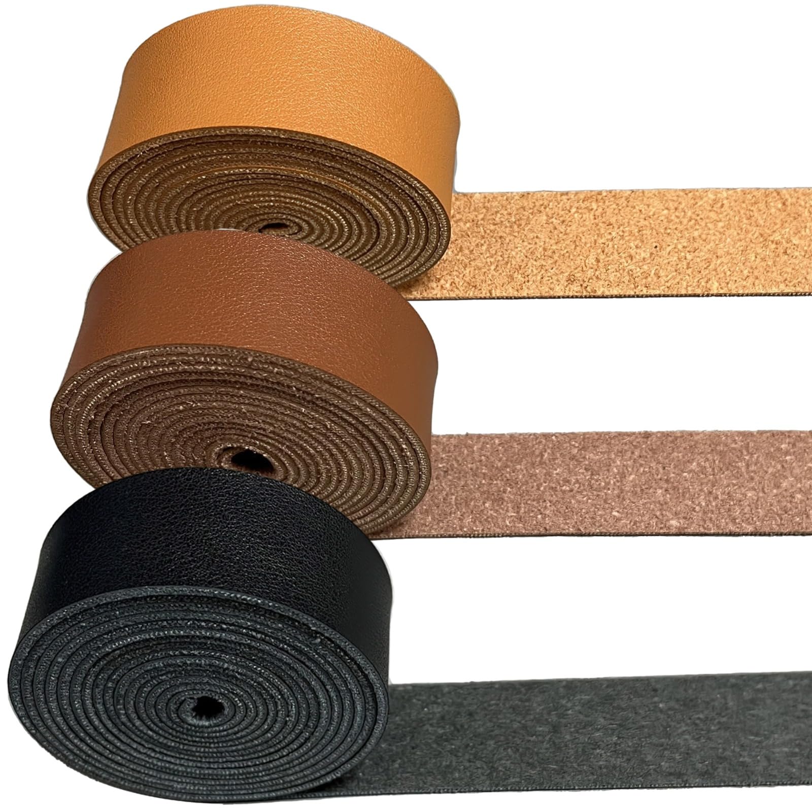 3 STK. Lederstreifen für Bastelarbeiten, weiches Lederband für DIY-Projekte, 78,7 Zoll Länge, Farboptionen in Schwarz, Braun und Beige, zum Schneiden und Nähen für Arbeiten und Bastelideen