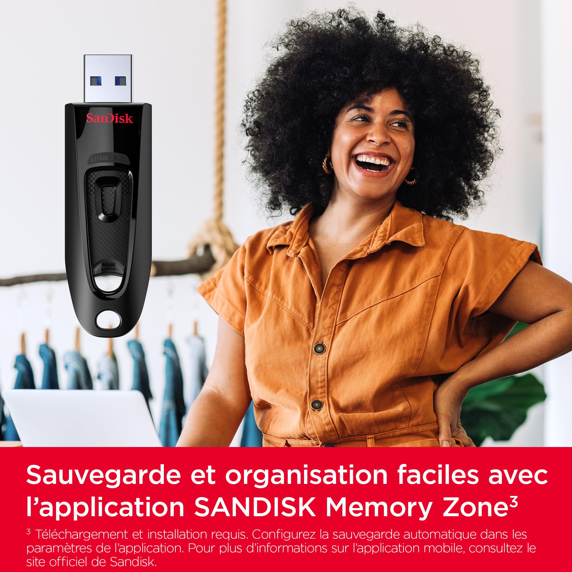 SanDisk Ultra Clé USB 3.0 1 to (Stockage fiable pour Documents, Photos et fichiers multimédias, Sandisk Memory Zone App)