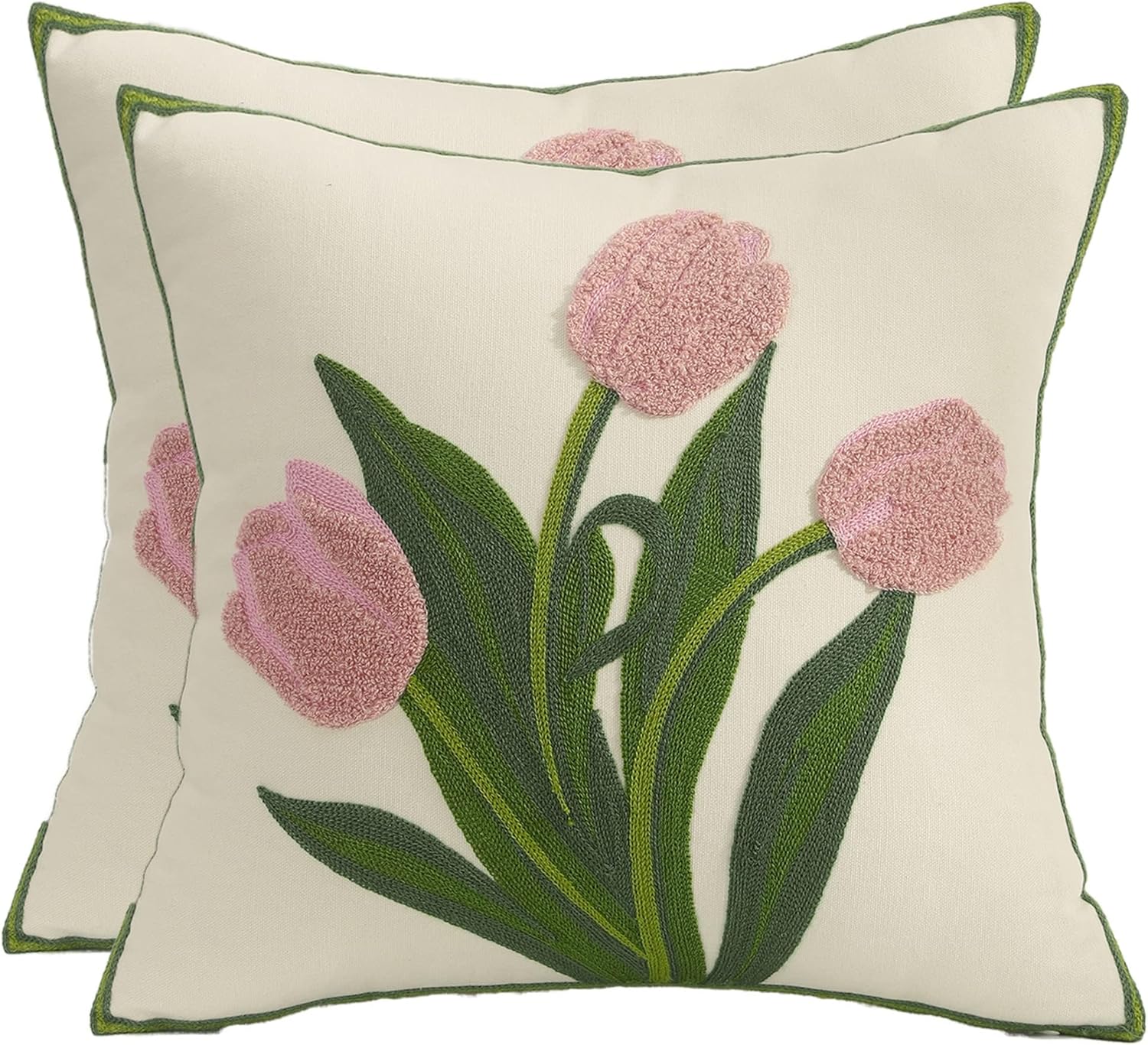 Tosleo Embroidery Throw Pillow Covers 18x18 inch Pack of 2