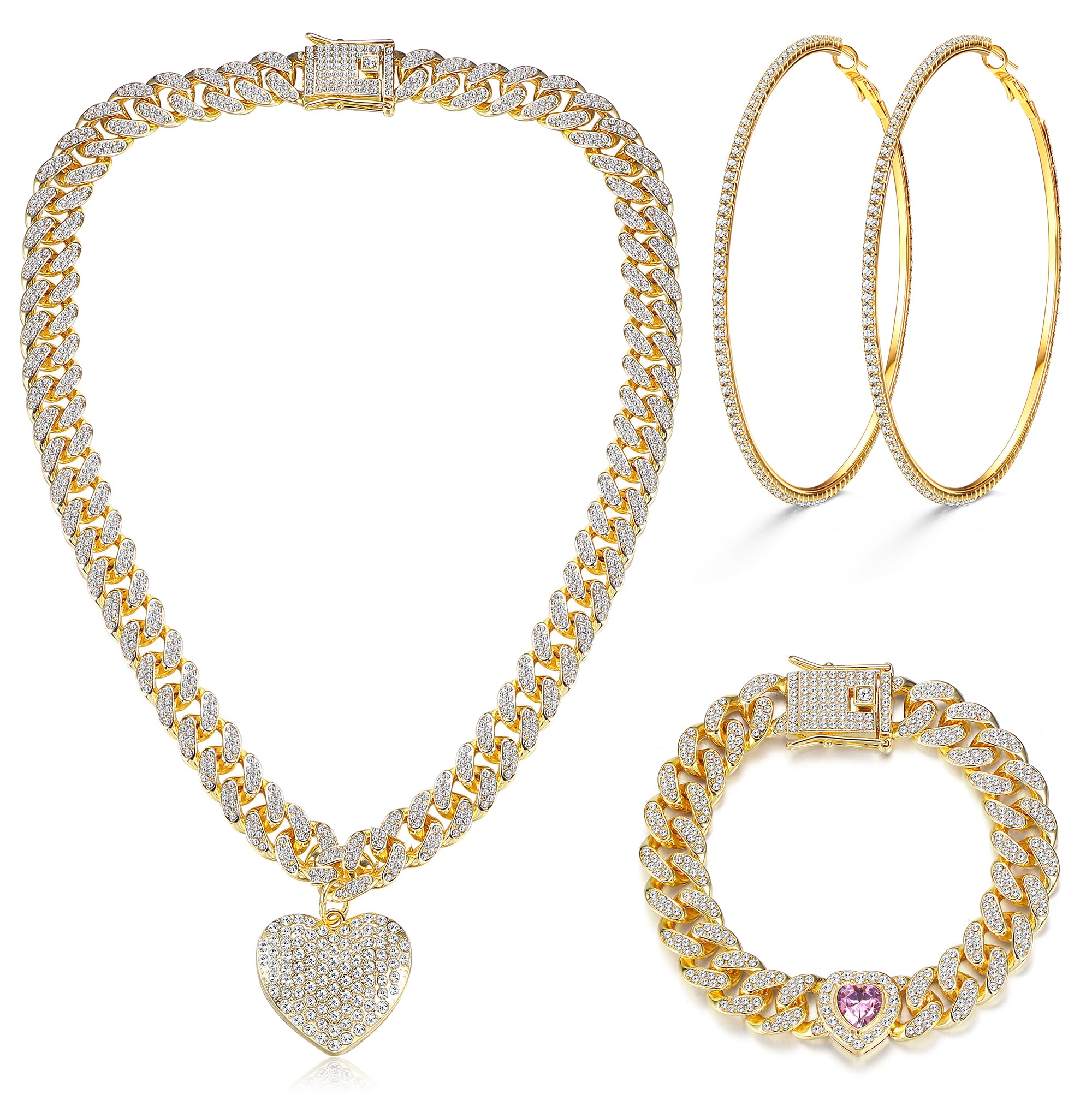 Oraziocuban Link Chain Jewelry Set Cuban Chain Necklace Cuban Link