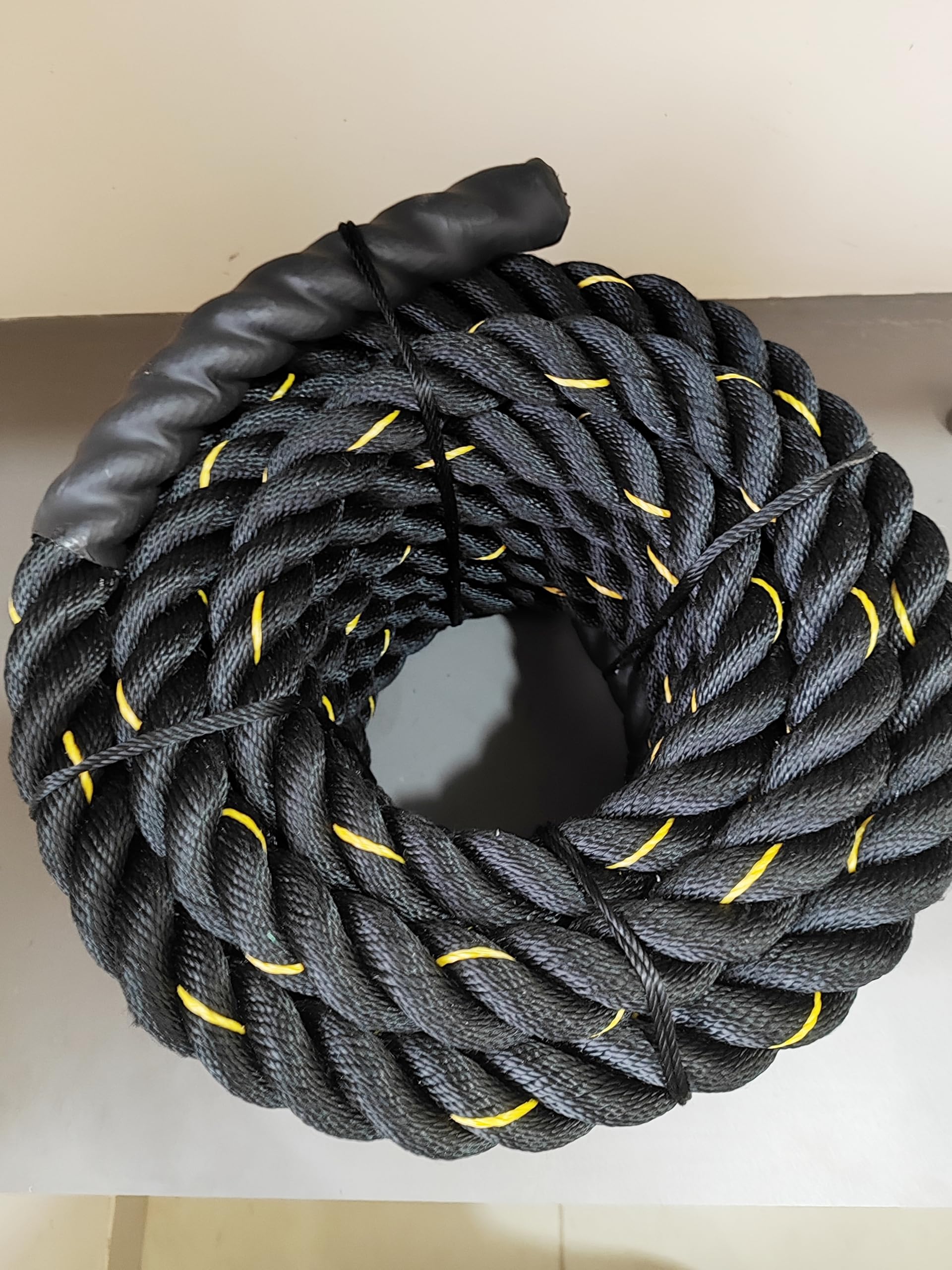 Battle Rope, Heavy-Duty Polyester Rope with Rubber Grips, 38mm Diameter-image-46