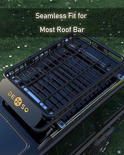 Miniatura 5 de Canastilla universal para techo de 46" × 36", portaequipaje con capacidad de 200 libras e incluye una bolsa impermeable de 15 pies de 44" × 34" ×