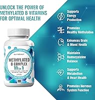 Vista 3 de Vitaminas del complejo B metilado – Complejo multivitamínico completo de metilo B con bioactivo B9 5-MTHF B6 B12 – Suplemento de apoyo MTHFR