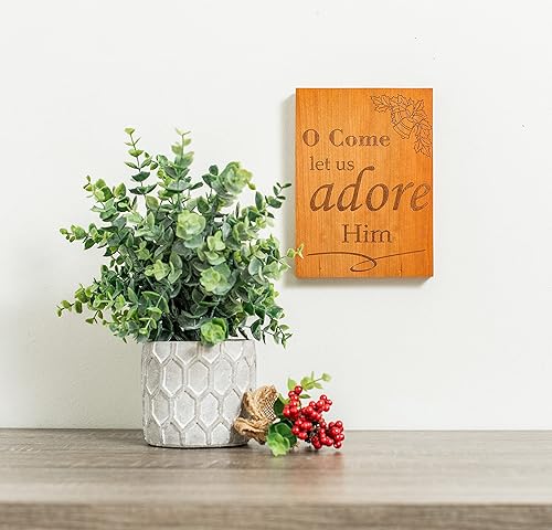 Miniatura 2 de Carol's Inspirations Letrero con texto en inglés O Come Let Us Adore Heil  Decoraciones navideñas rústicas de madera para decoración de casa de
