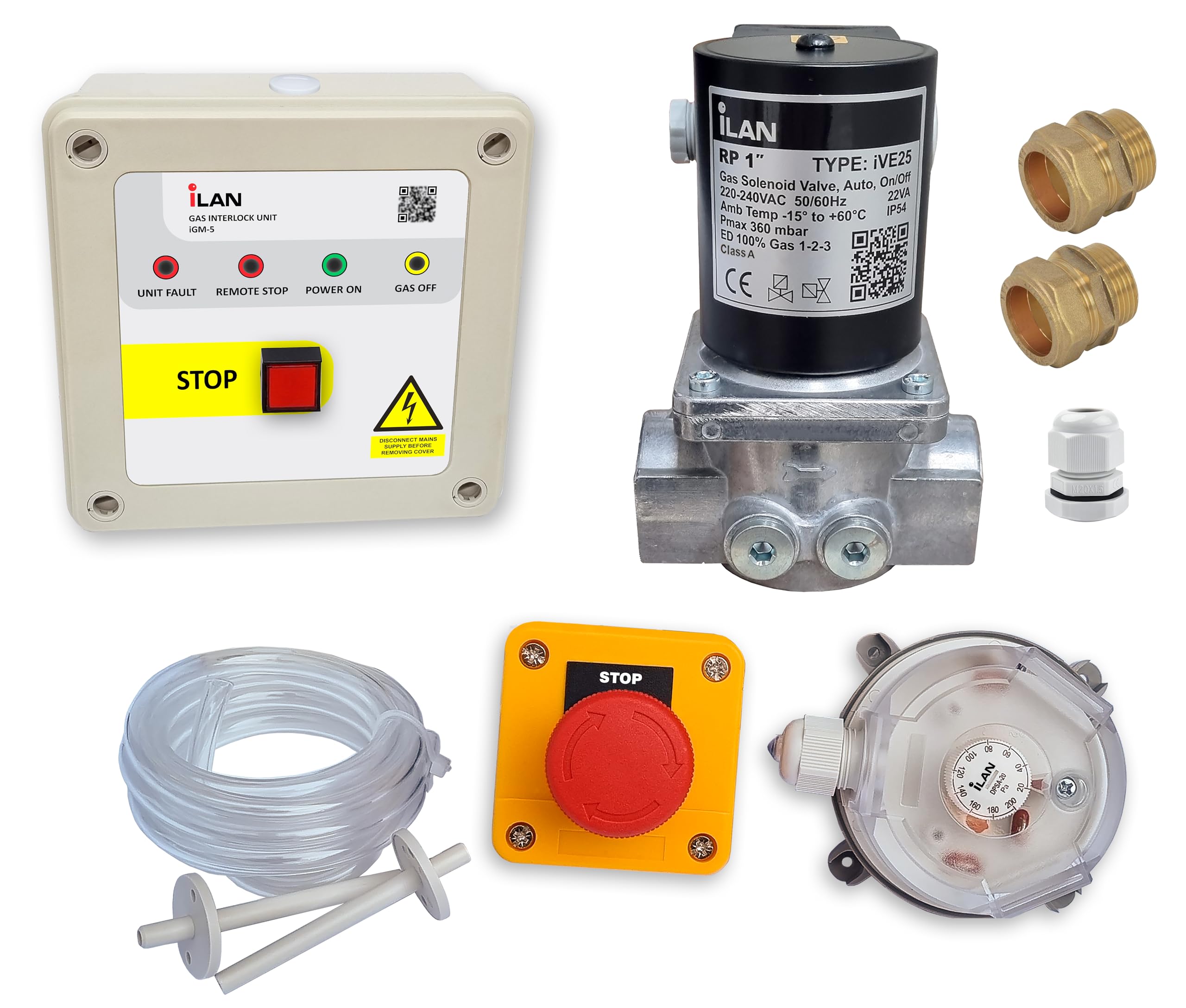 Ilan Gas Interlock System Kit, Complete Pack, Including Gas Solenoid Valve 1" (28Mm)