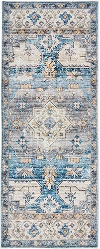 Miniatura 6 de DECOMALL FINEEN - Alfombra de pasillo tradicional, vintage floral envejecida con medallón para vestíbulo, pasillo, entrada (2 x 5 pies, 02)