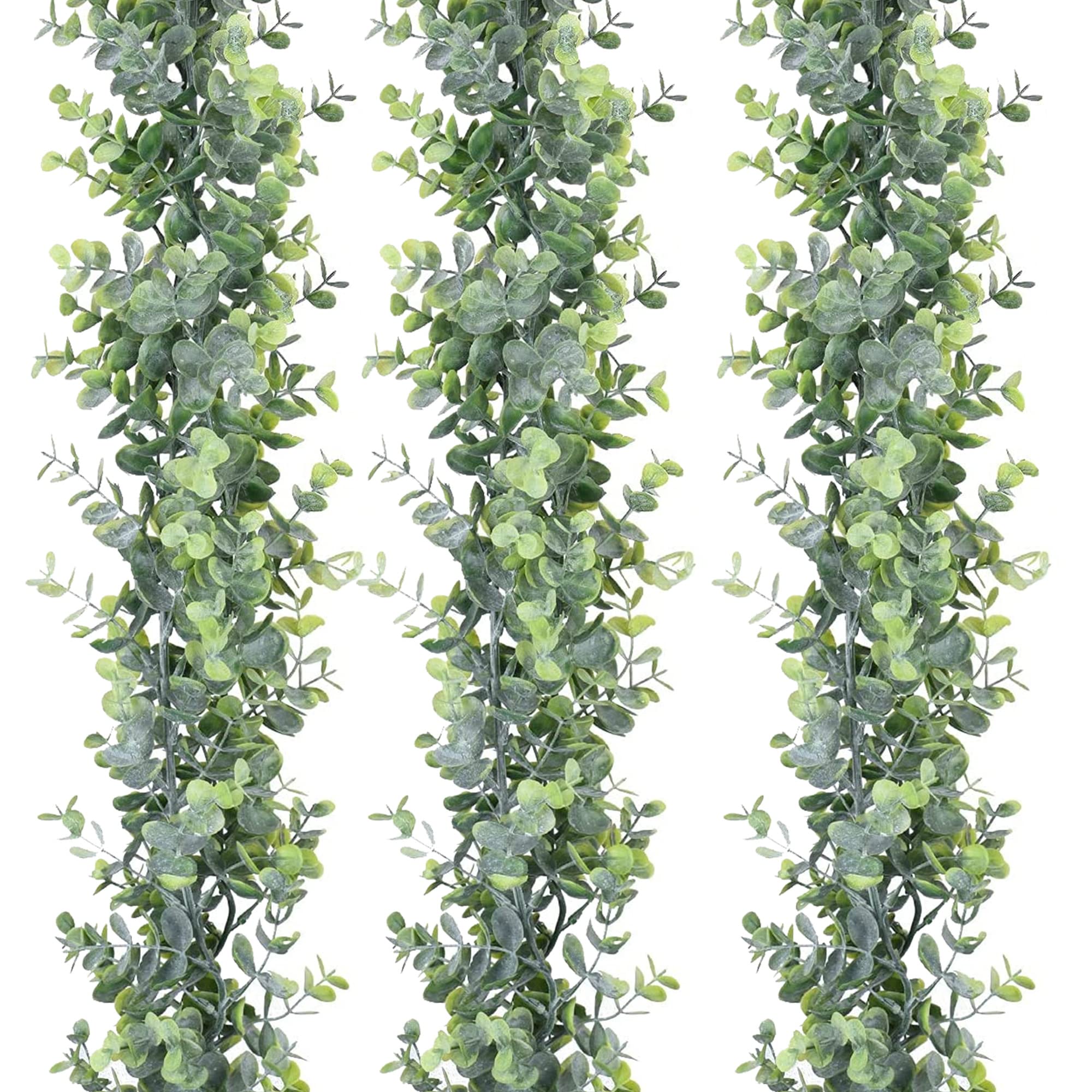 3Pcs Greenery Artificial Eucalyptus Garland 5.4Ft Faux Eucalyptus Plant Hanging Greenery Vines Garland for Wedding Table Crafts Wall Mantel Home Decoration