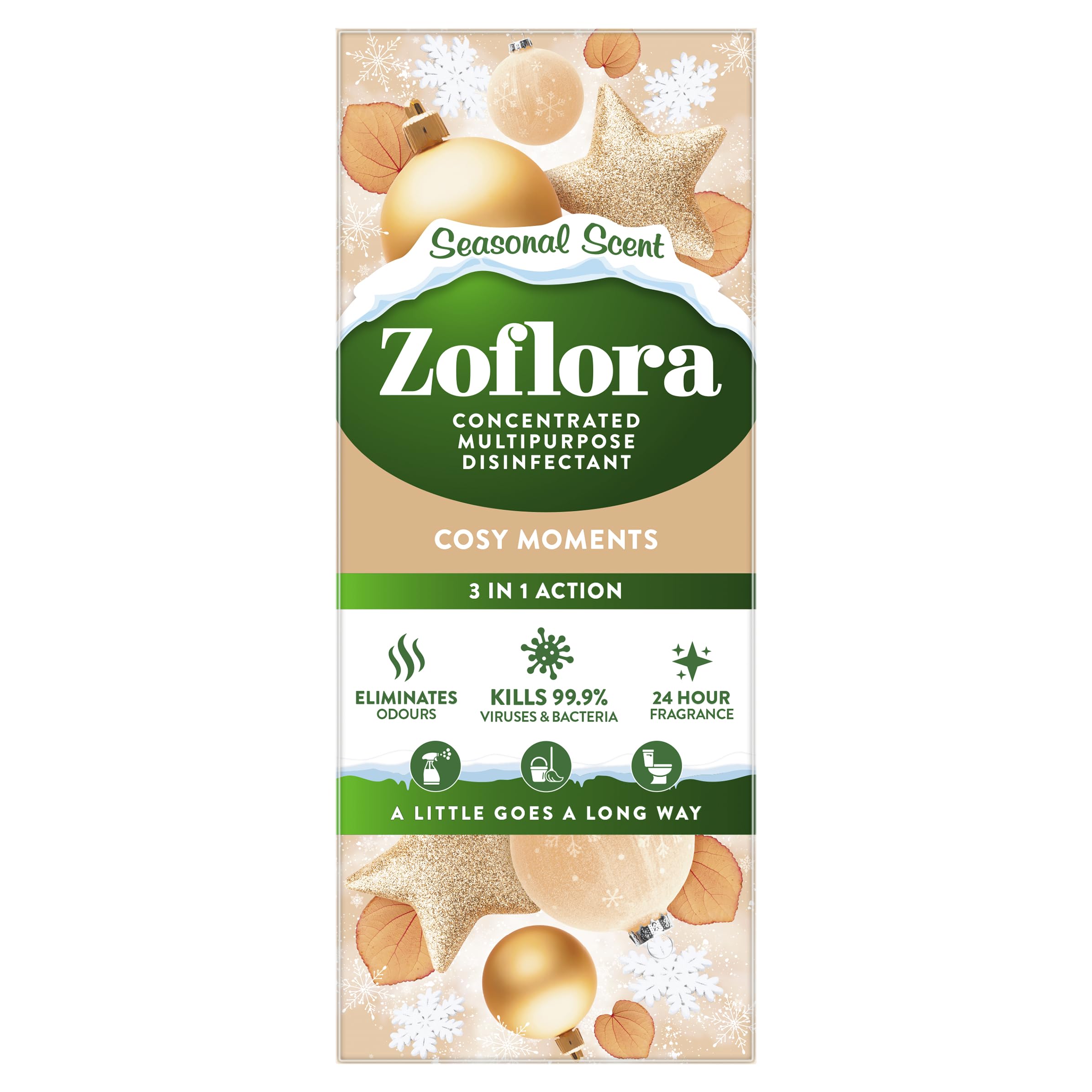 Zoflora Cosy Moments Concentrated Disinfectant Liquid, 1 x 500ml, Warm & Inviting Scent, Antibacterial & Multi-Surface Cleaner, Kills 99.9% of Germs