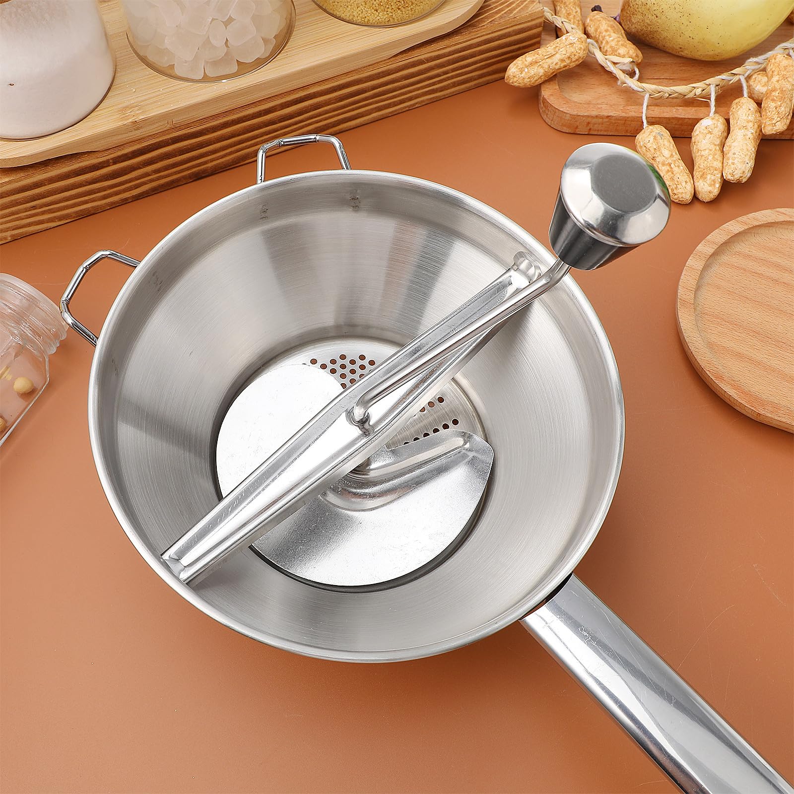 jojofuny Schiacciapatate e Design Ergonomico Resistente Manuale in Inossidabile per Preparare Purè di Funzionamento Semplice