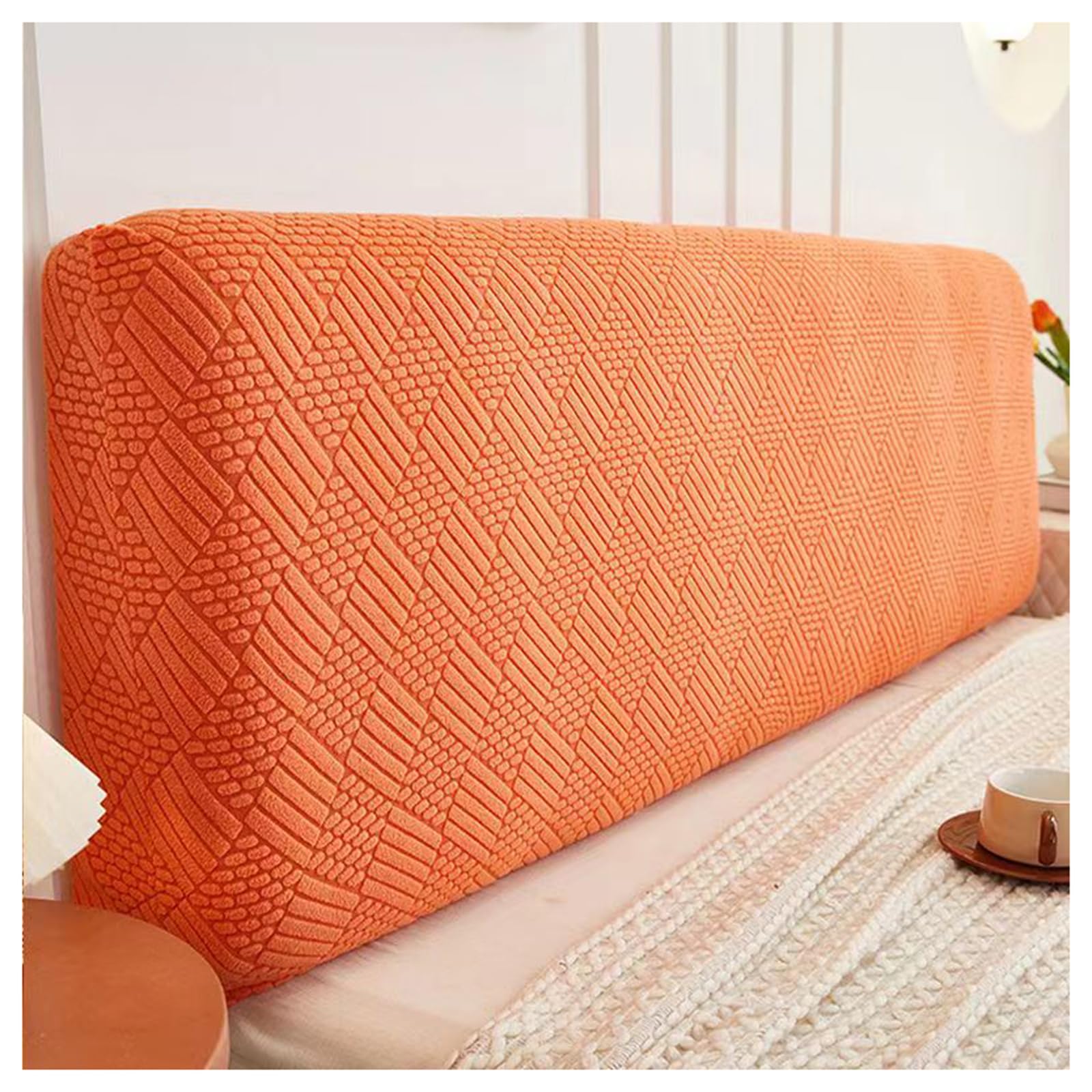 Elegante rivestimento protettivo per testiera per letto matrimoniale, matrimoniale, king size, rosa, 180 cm e arancione 220 cm, elegante fodera per letto, decorazione per la casa e rinnovamento della