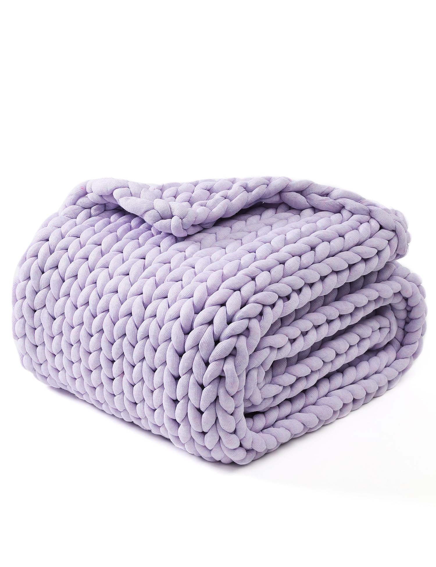 YNM Original Hand Knitted Throw Blanket | Soft, Breathable and Portable Medium-Weight Chunky Knit Throw for Couch, Sofa, Bed and More | Stylish Home Décor Piece (Iris Lavender, 100x130 cm) — image 1