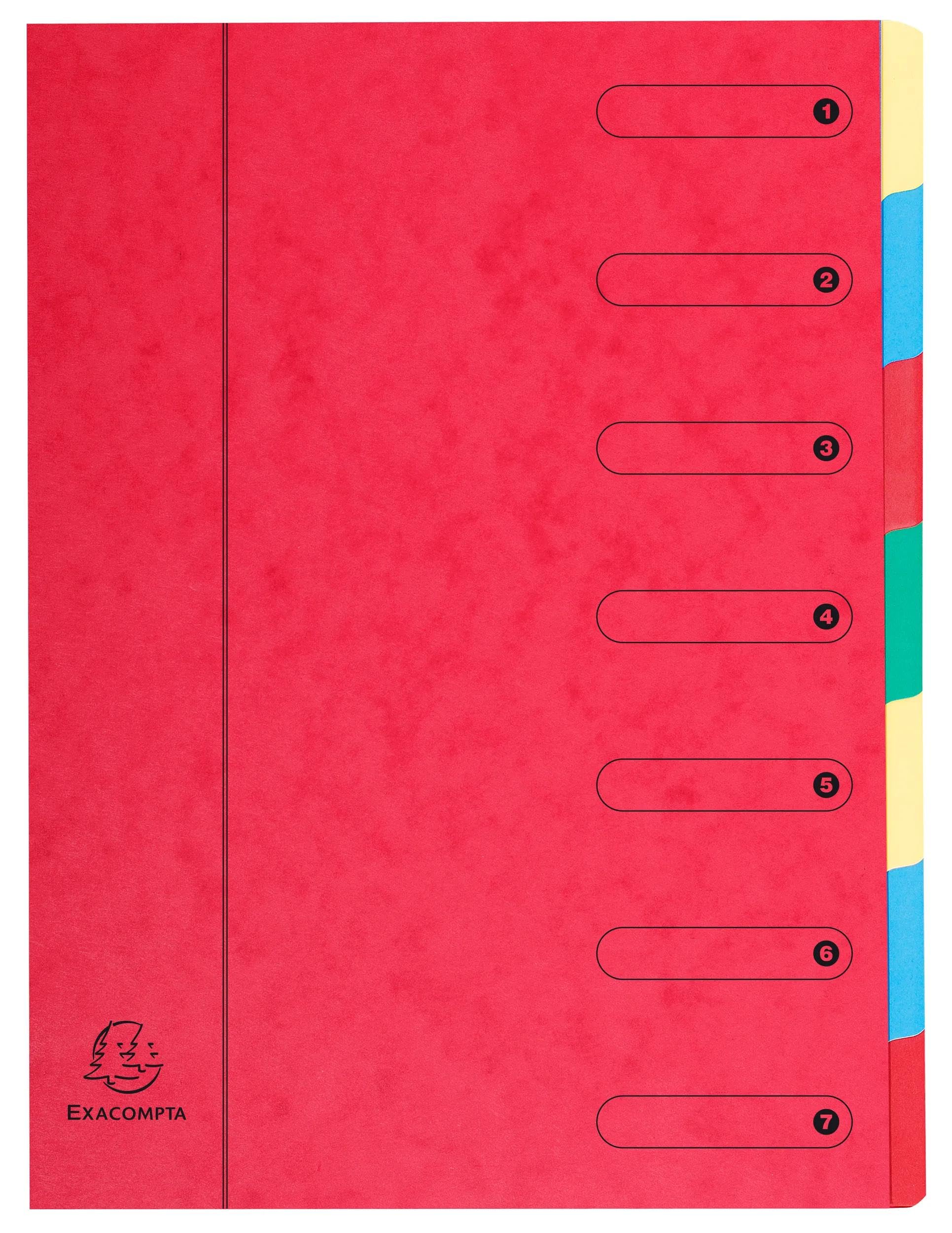 Exacompta - Ref 5107E - Box of 8 HARMONIKA File Boxes - Without Elastic Bands and Printed Windows - Glossy Card Cover - Expandable Back - 7 compartments - for A4 - Size 24,5 x 32 cm - red
